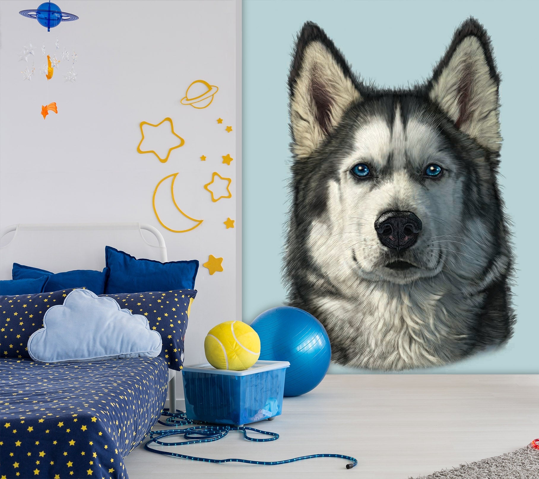 3D Husky Portrait 1522 Wall Murals Exclusive Designer Vincent Wallpaper AJ Wallpaper