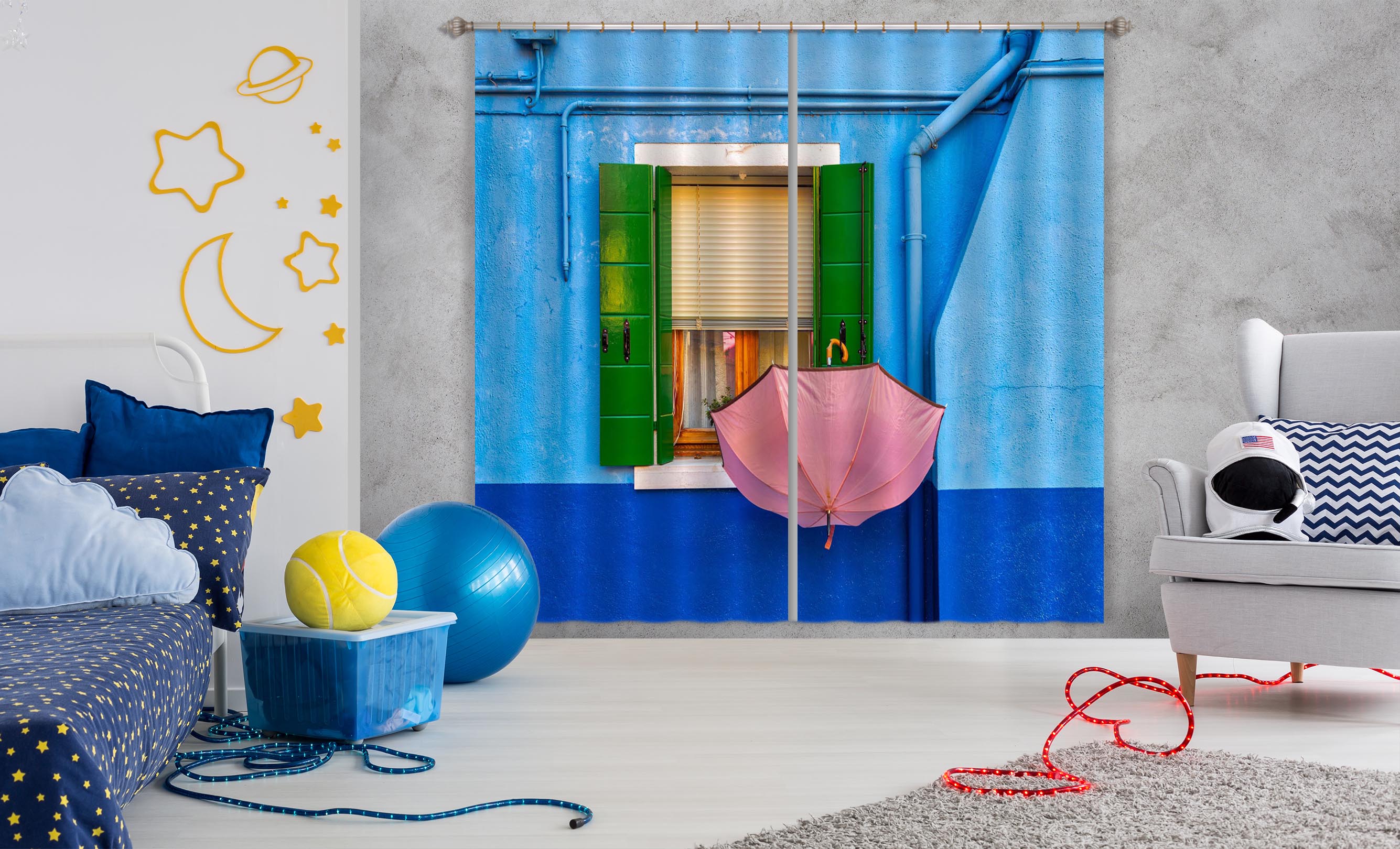 3D Pink Umbrella 101 Marco Carmassi Curtain Curtains Drapes