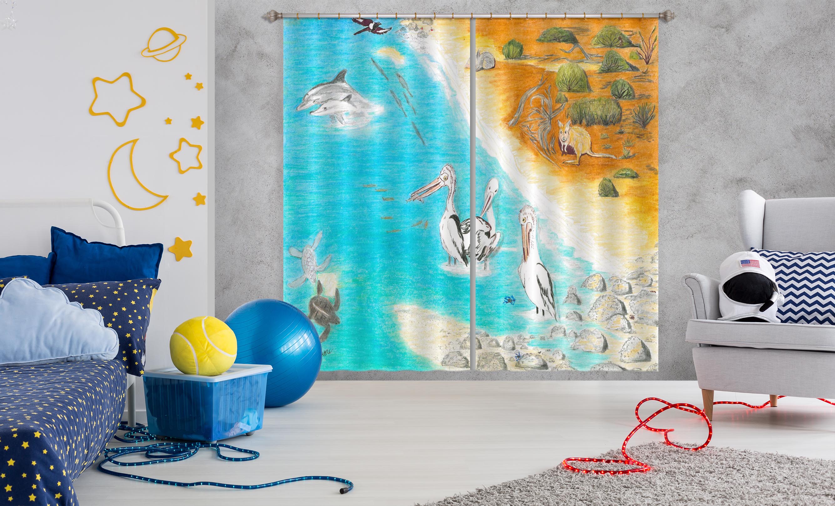 3D Desert White Crane 054 Michael Sewell Curtain Curtains Drapes
