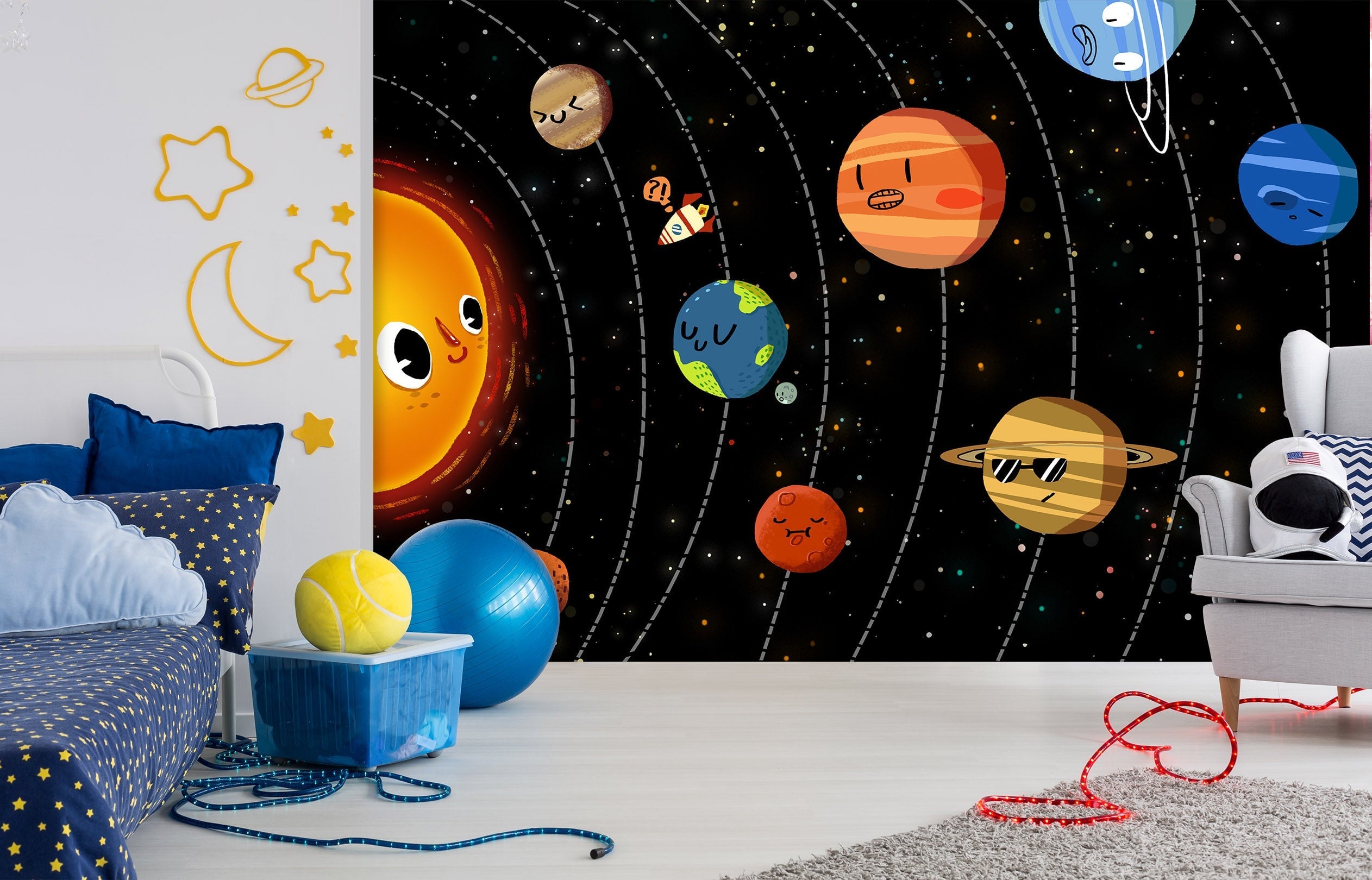 3D Cartoon Cosmic Planet 033 Wall Murals Wallpaper AJ Wallpaper 2