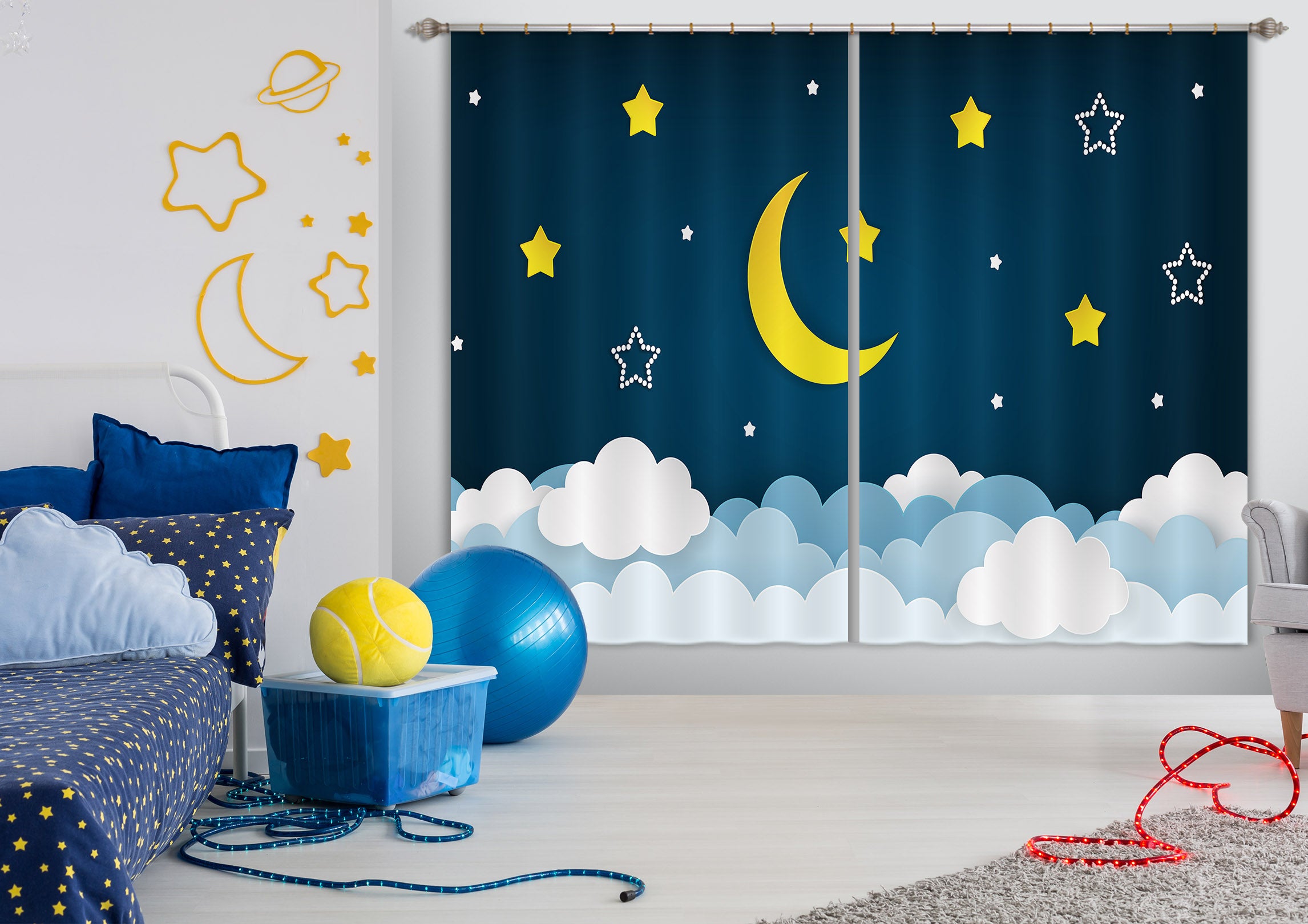 3D Silent Night Sky 786 Curtains Drapes