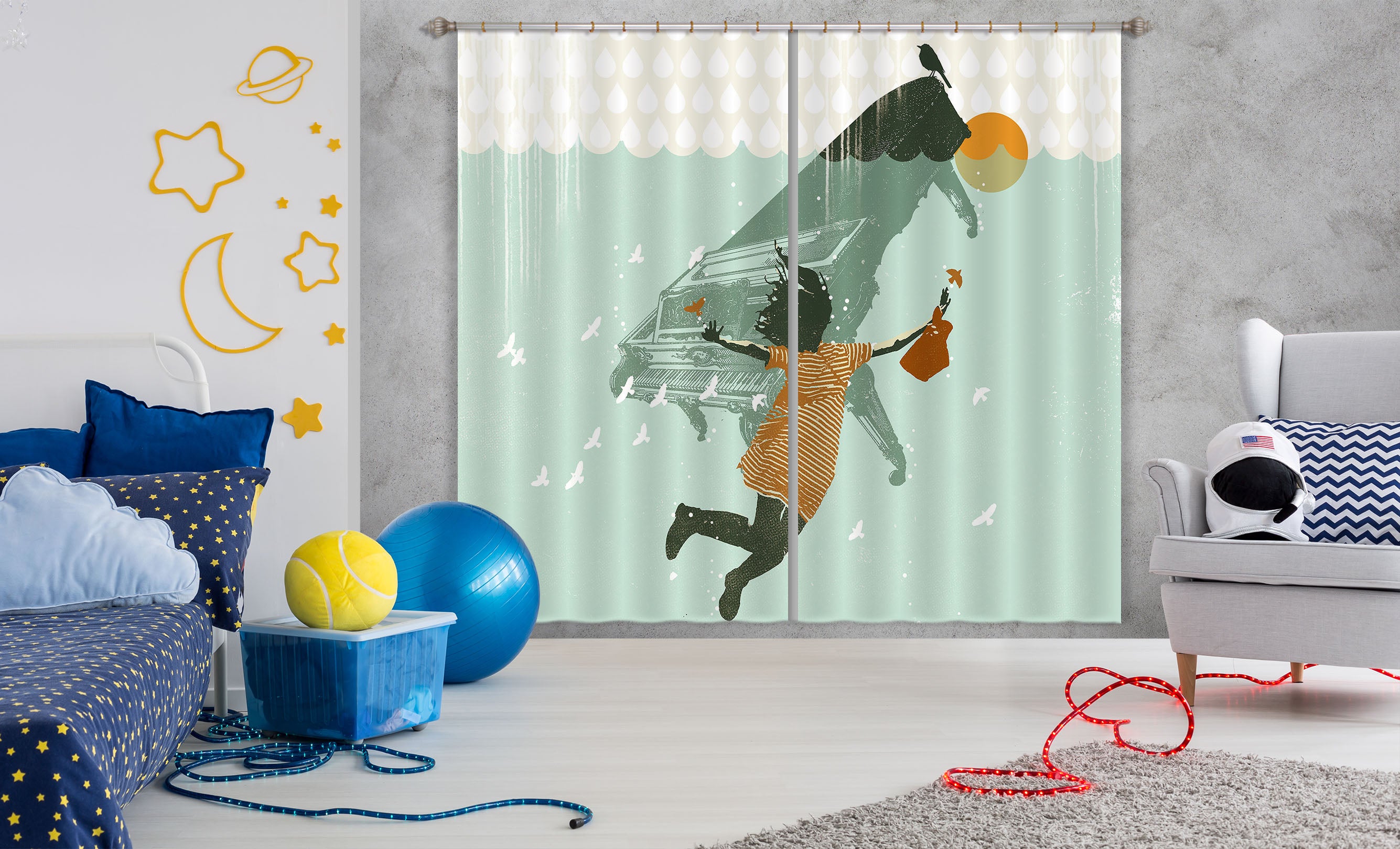 3D Swimming In Water 058 Showdeer Curtain Curtains Drapes