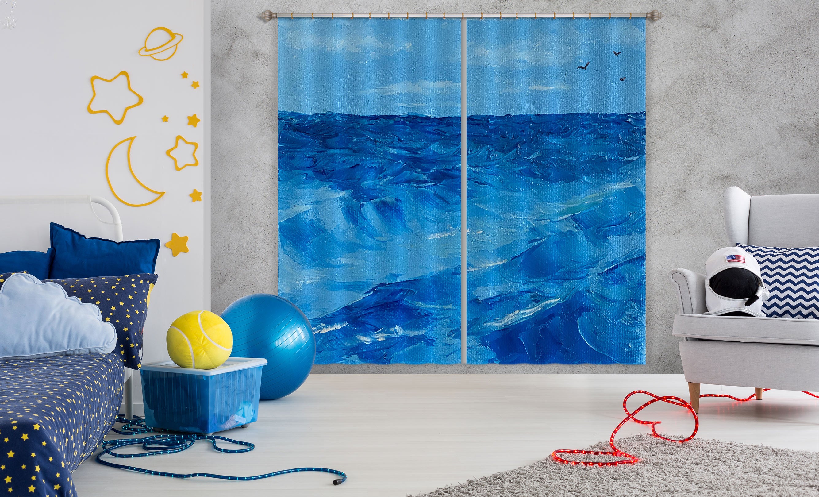 3D Blue Ocean 9774 Marina Zotova Curtain Curtains Drapes