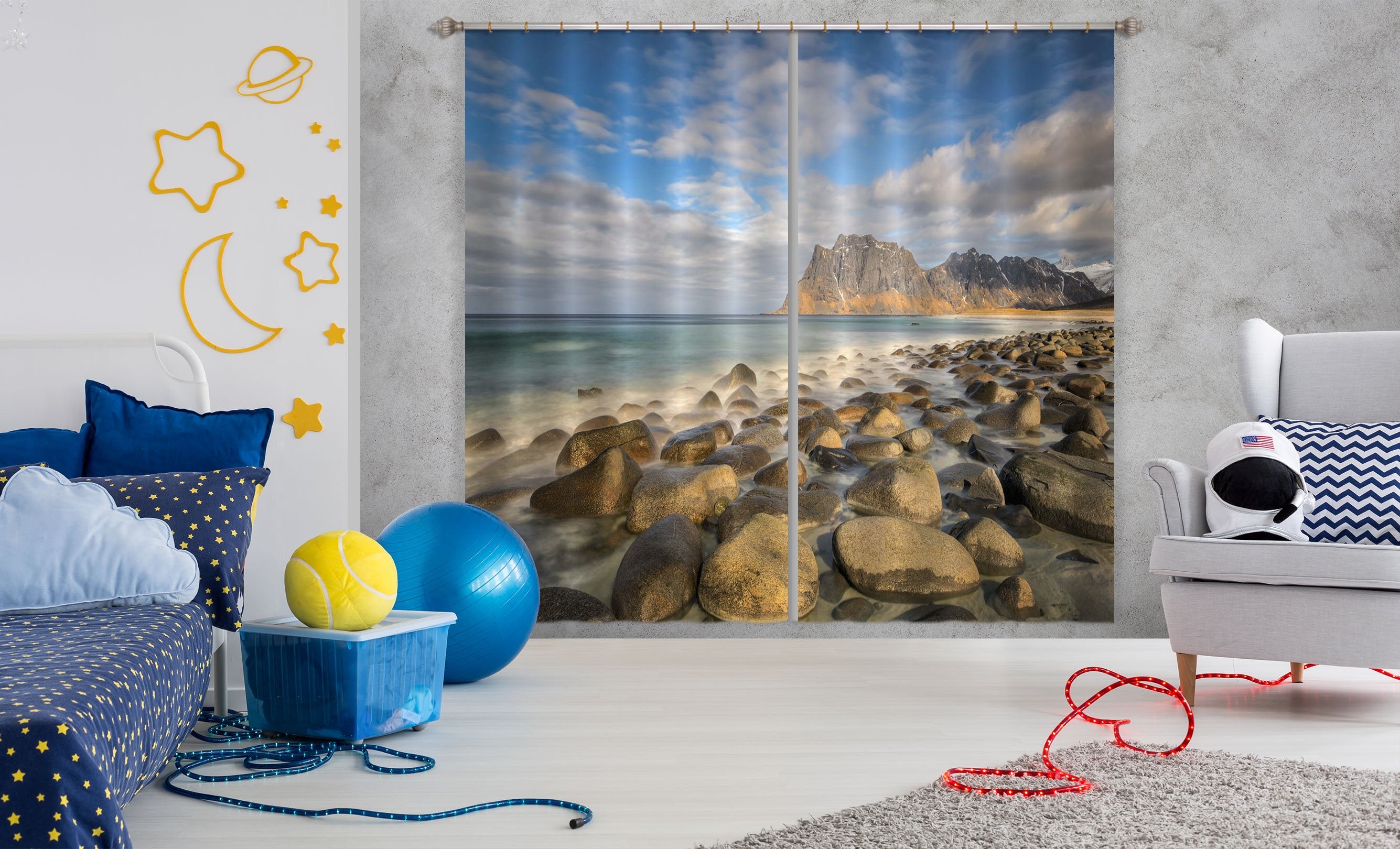 3D Beach Stones 168 Marco Carmassi Curtain Curtains Drapes Wallpaper AJ Wallpaper