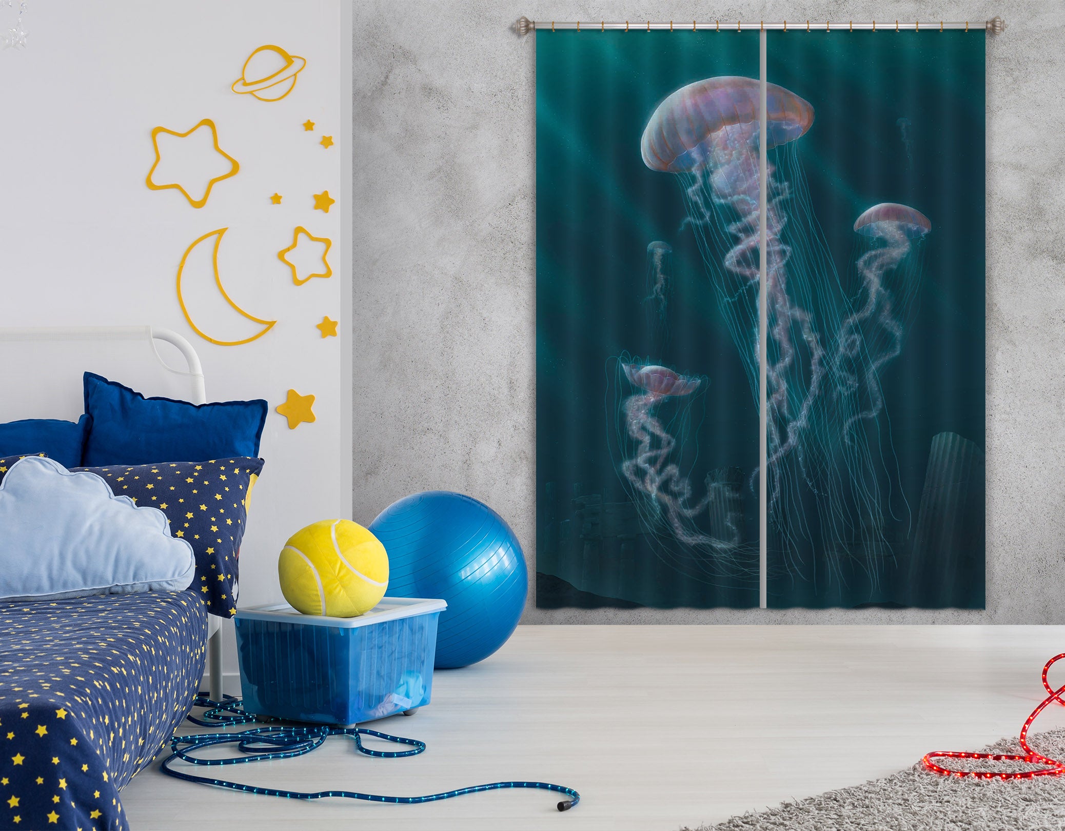 3D Jellyfish Def 046 Vincent Hie Curtain Curtains Drapes