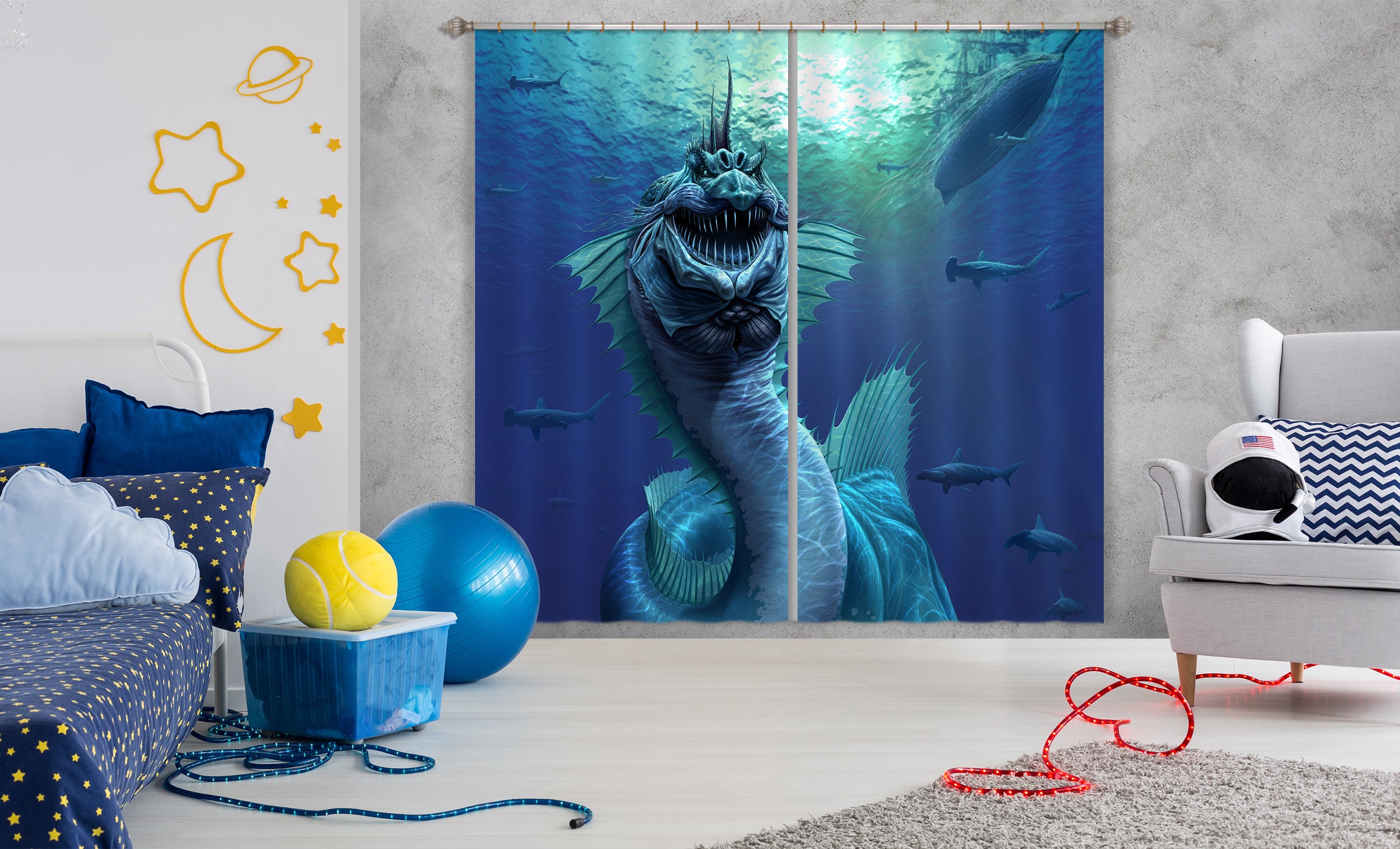 3D Sea Dragon 5069 Tom Wood Curtain Curtains Drapes