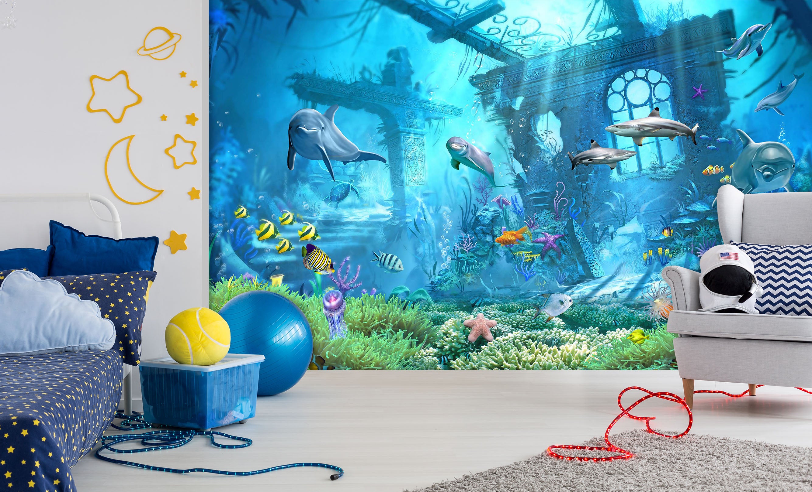 3D Dolphin Castle 1627 Wall Murals