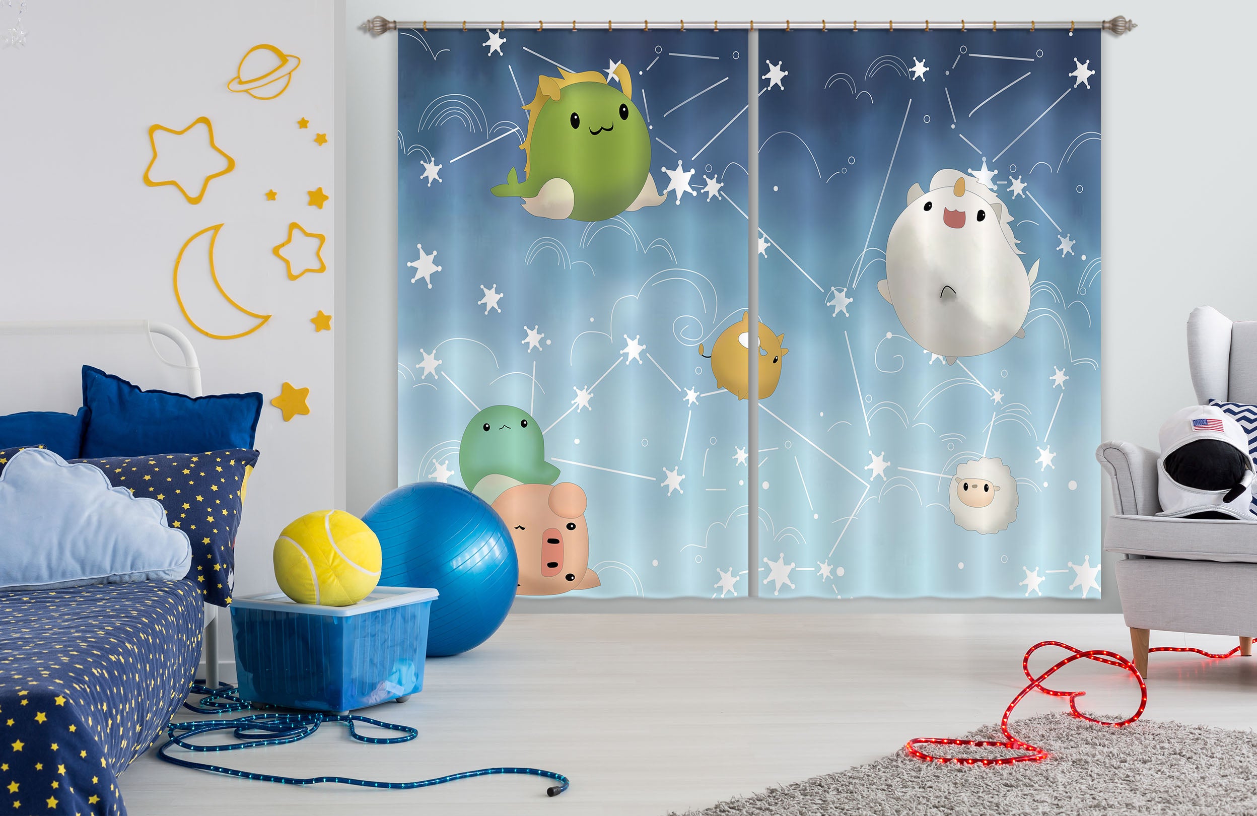 3D Cute Bug 737 Curtains Drapes