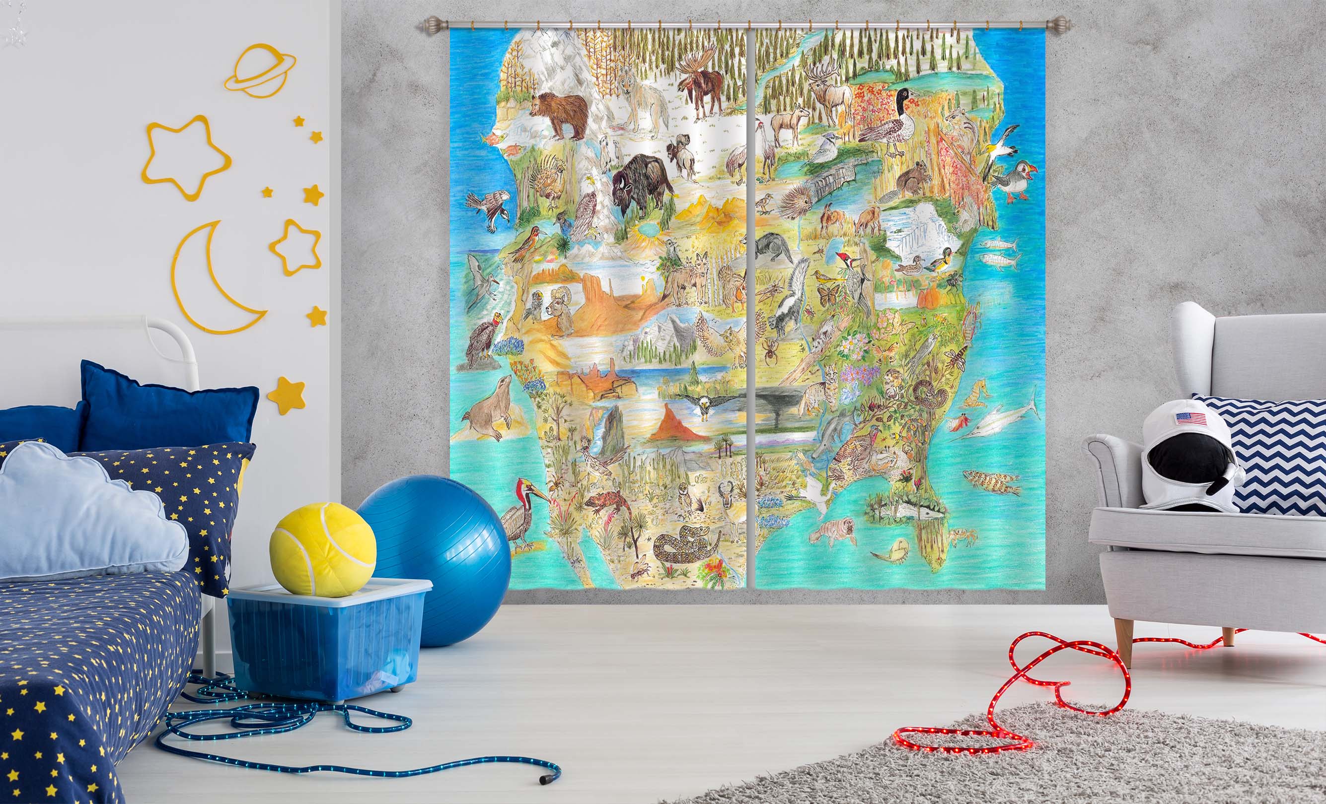 3D Animal Family 058 Michael Sewell Curtain Curtains Drapes