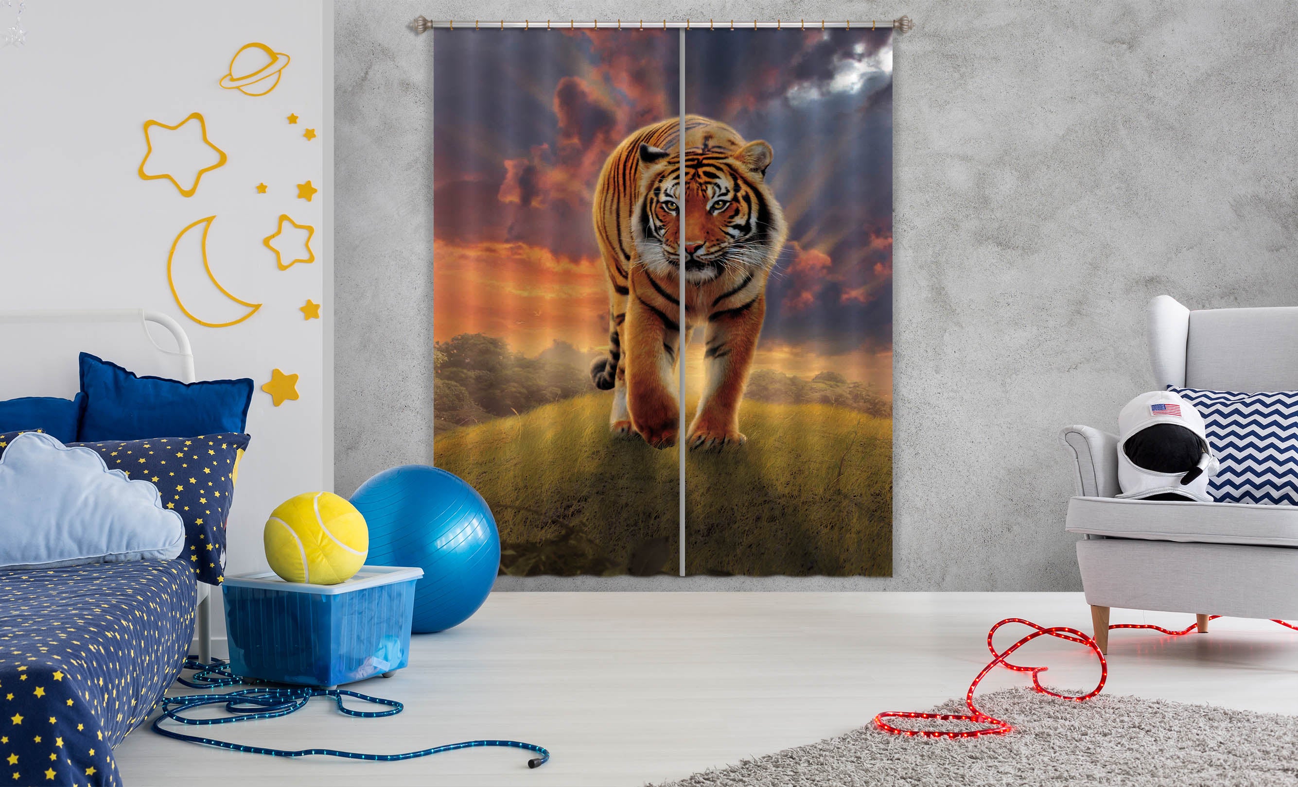 3D Rising Tiger 065 Vincent Hie Curtain Curtains Drapes