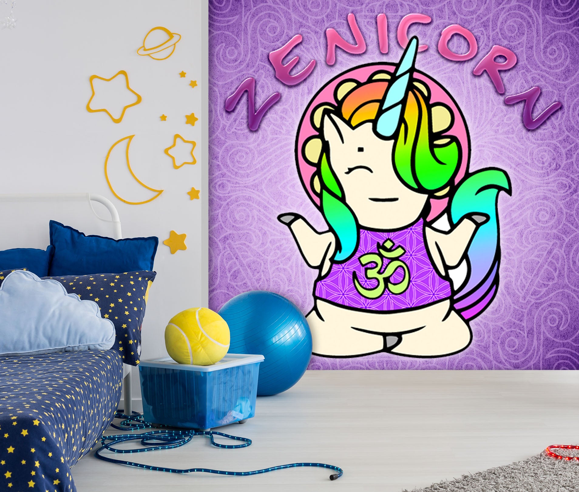 3D Cartoon Unicorn 8757 Brigid Ashwood Wall Mural Wall Murals