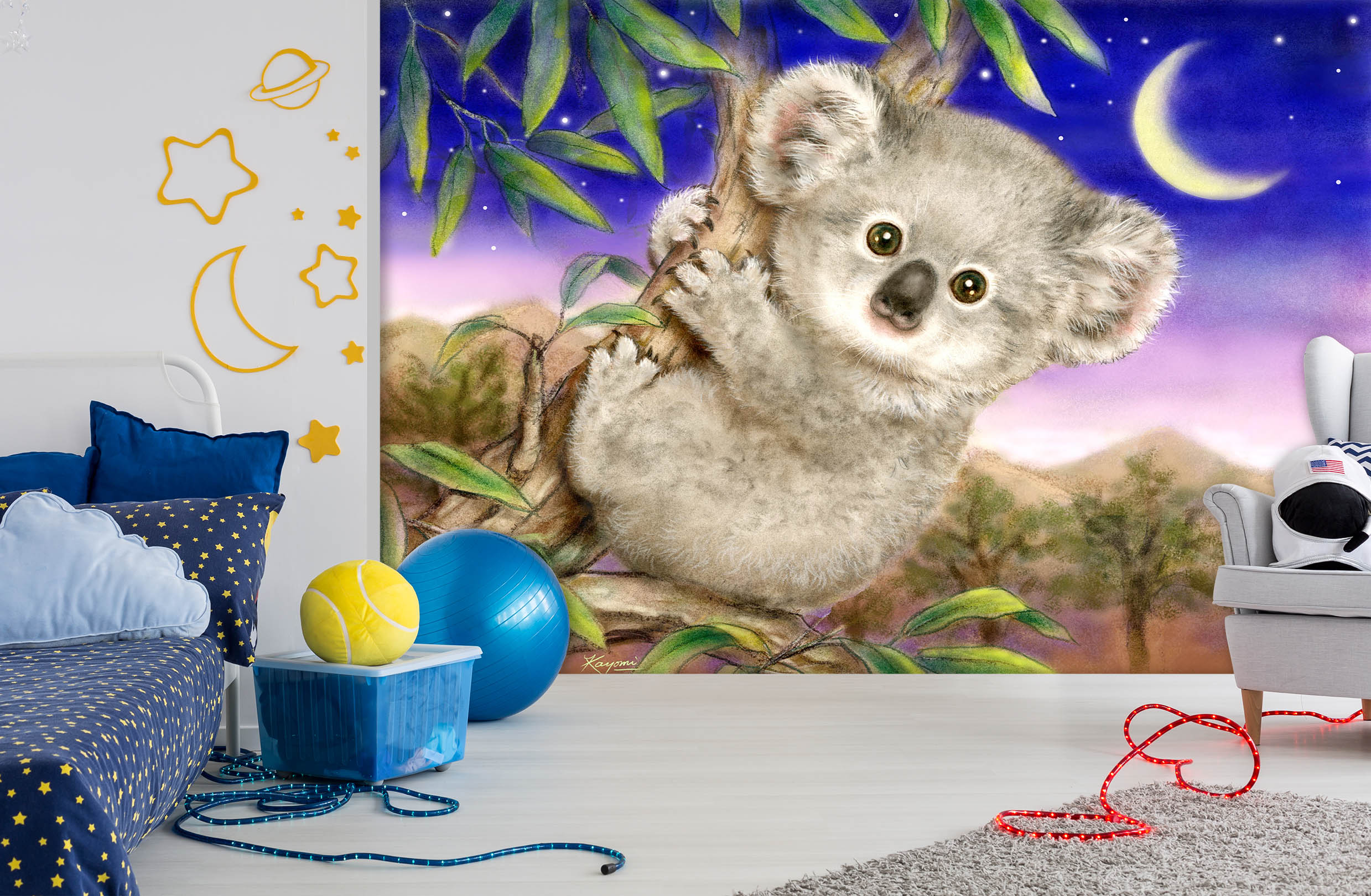 3D Lovely Koala Moon 264 Kayomi Harai Wall Mural Wall Murals