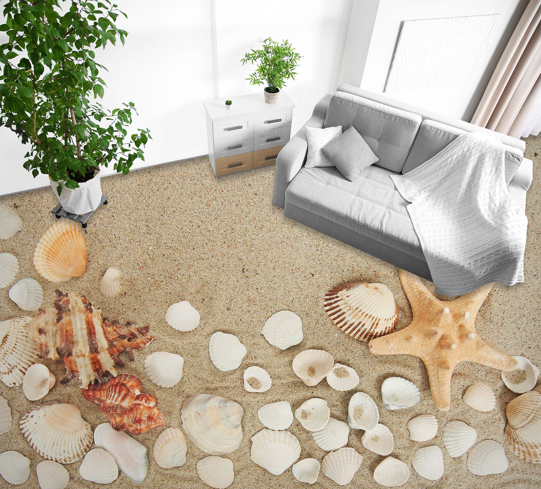3D White Shells 313 Floor Mural Wallpaper Murals Rug & Mat Print Epoxy waterproof bath floor