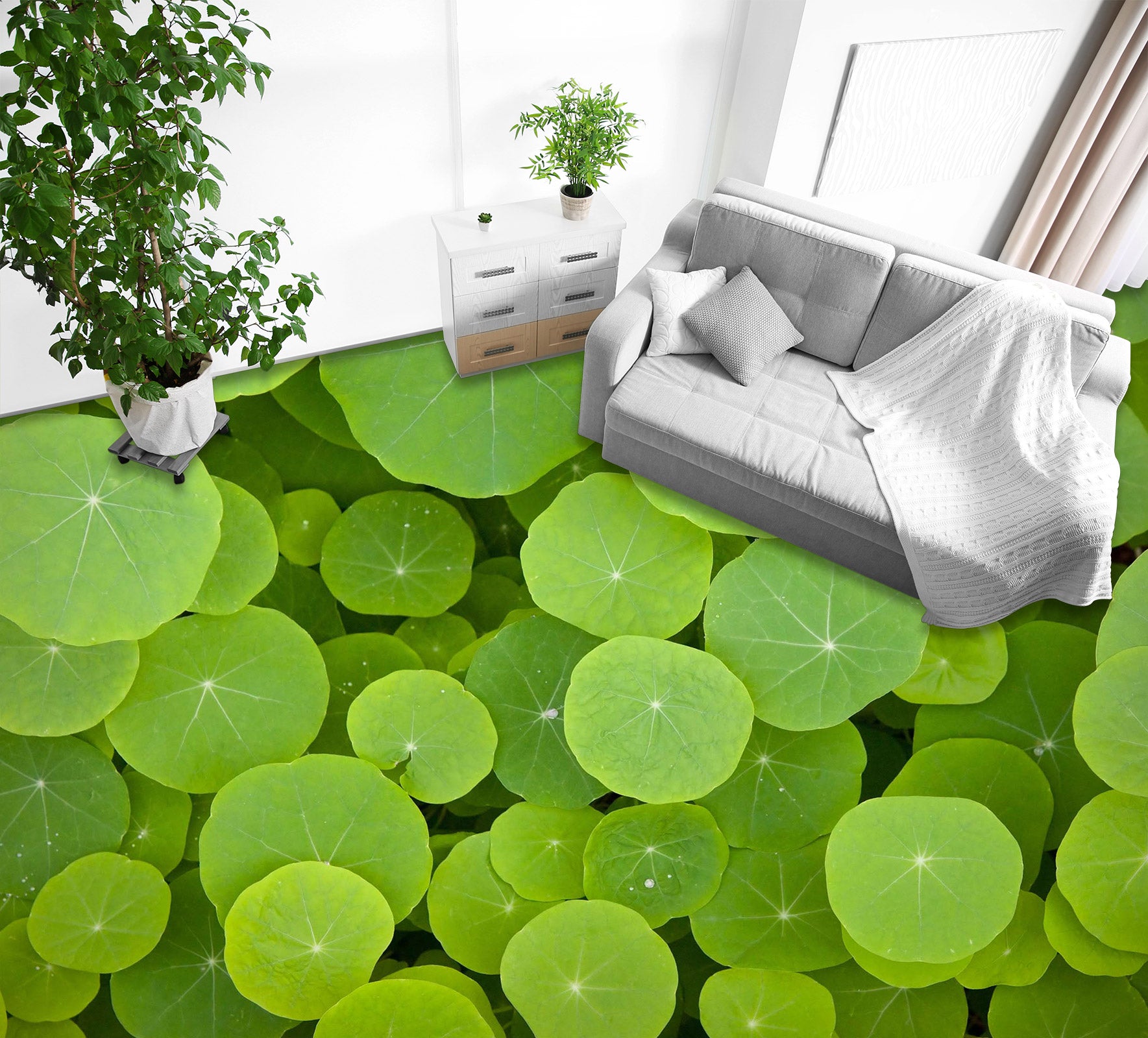 3D Summer Green Duckweed 1343 Floor Mural Wallpaper Murals Self-Adhesive Removable Print Epoxy