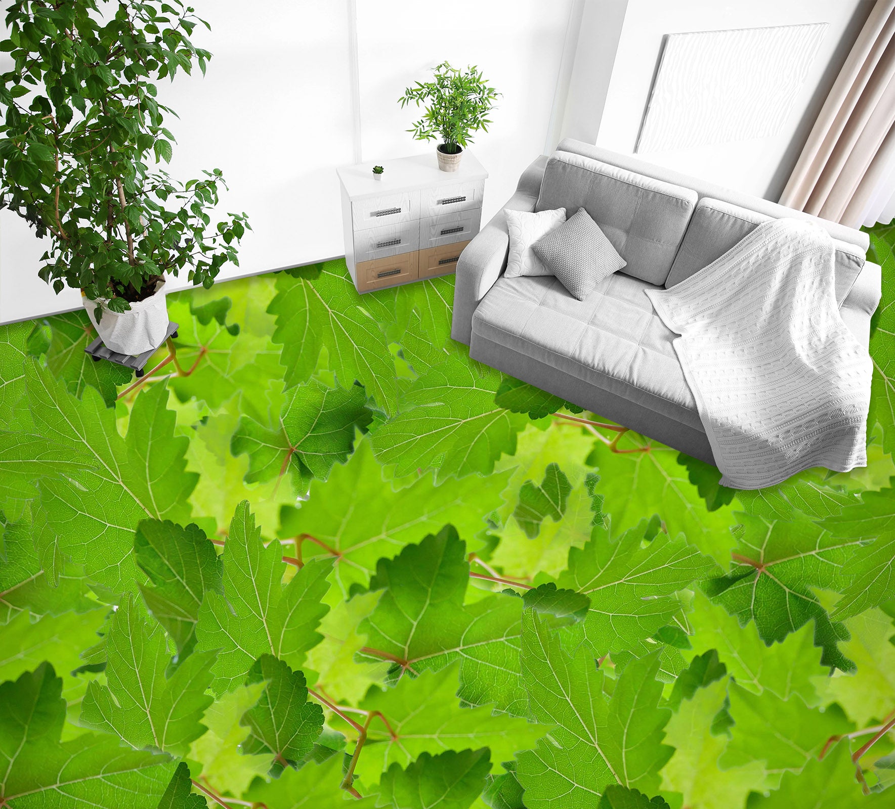 3D Lush Green Leaves 561 Floor Mural Wallpaper Murals Rug & Mat Print Epoxy waterproof bath floor