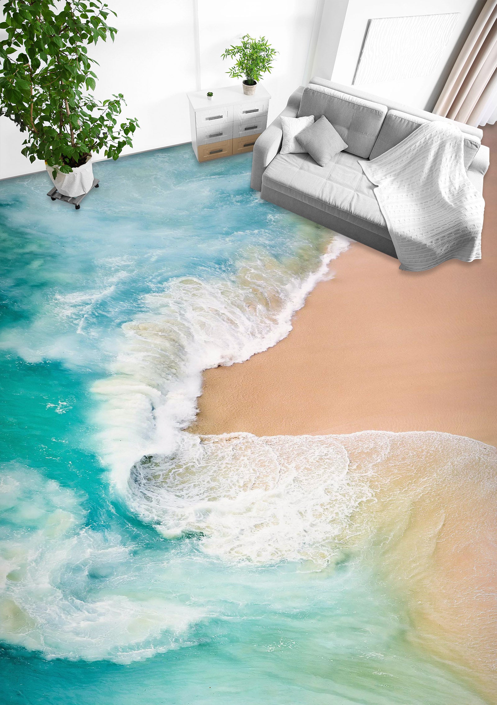 3D Fresh And Happy Waves 804 Floor Mural Wallpaper Murals Rug & Mat Print Epoxy waterproof bath floor