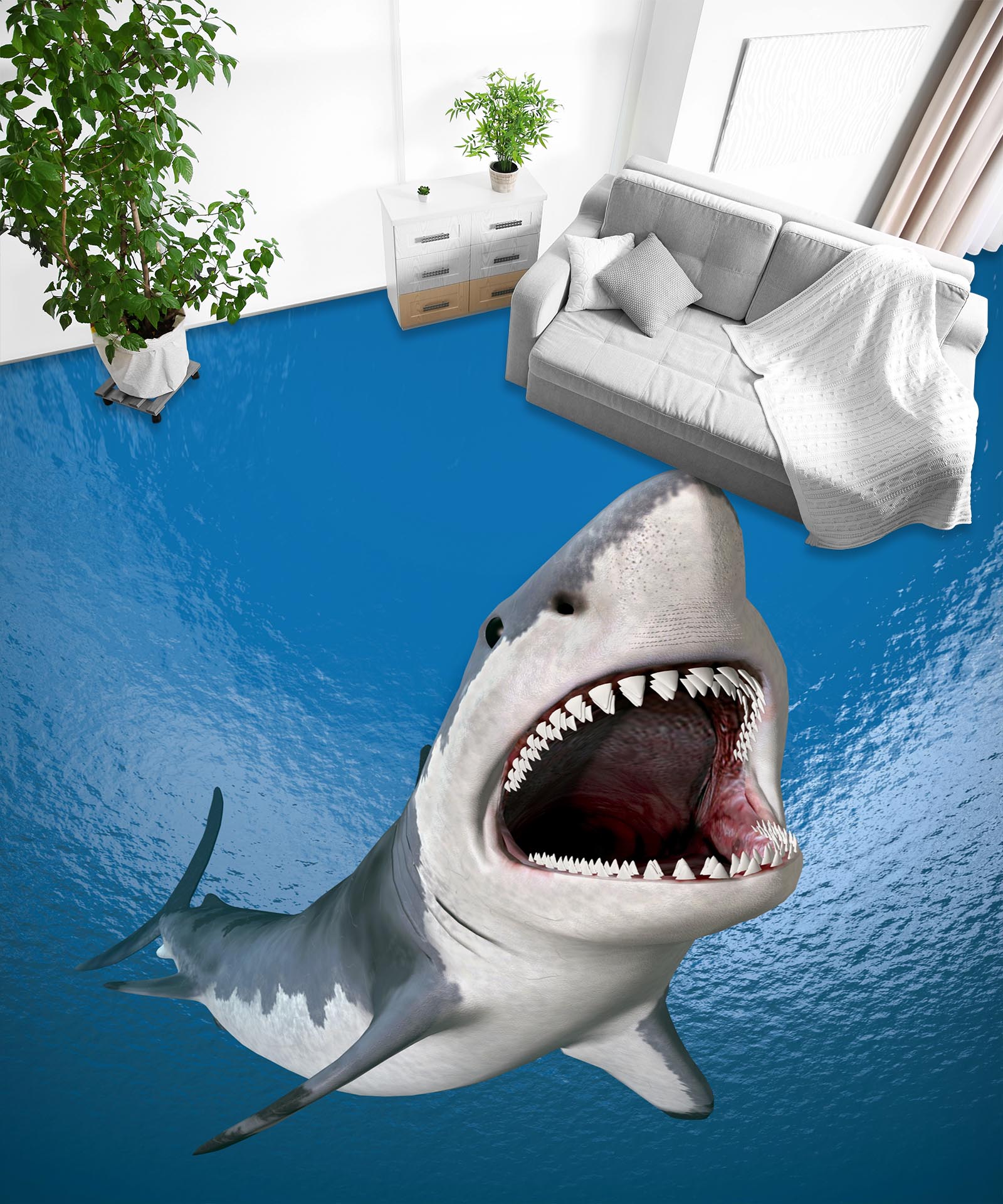 3D Sharp Shark Teeth 1396 Floor Mural Wallpaper Murals Self-Adhesive Removable Print Epoxy