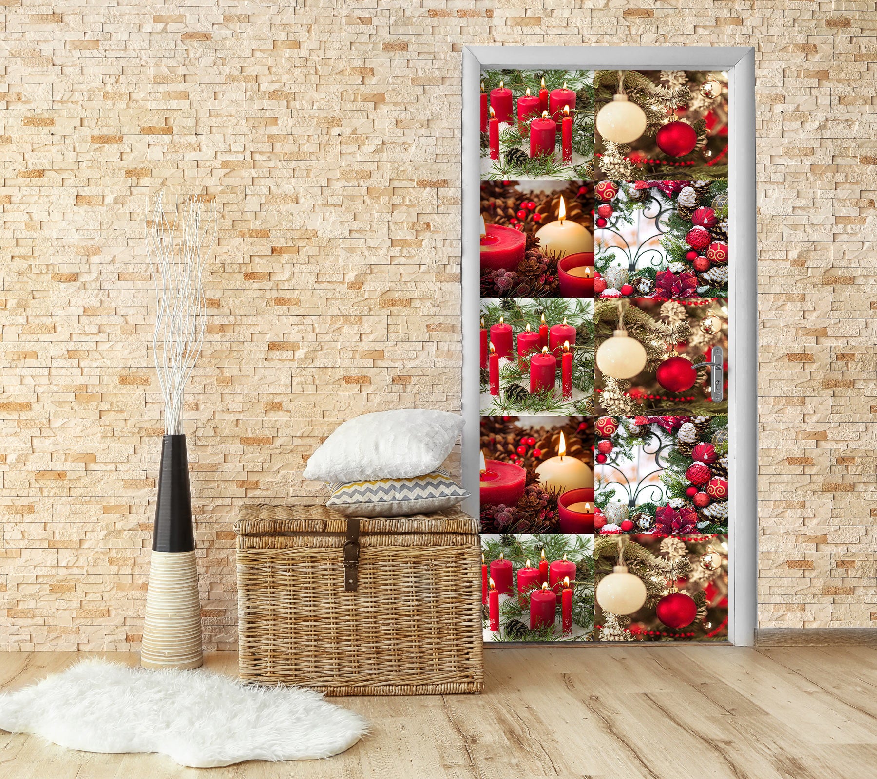 3D Red Candle Ball Pendant 10744 Assaf Frank Door Mural