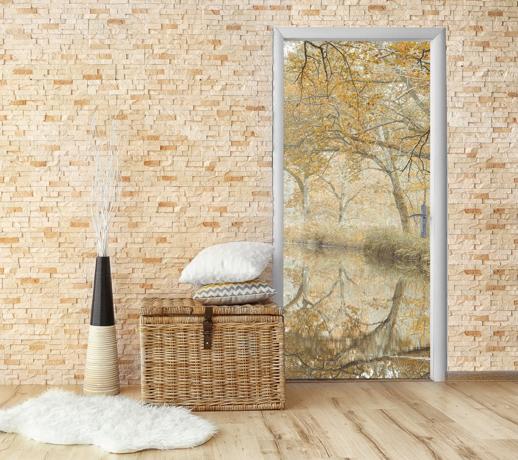 3D Forest Reflection 5093 Assaf Frank Door Mural