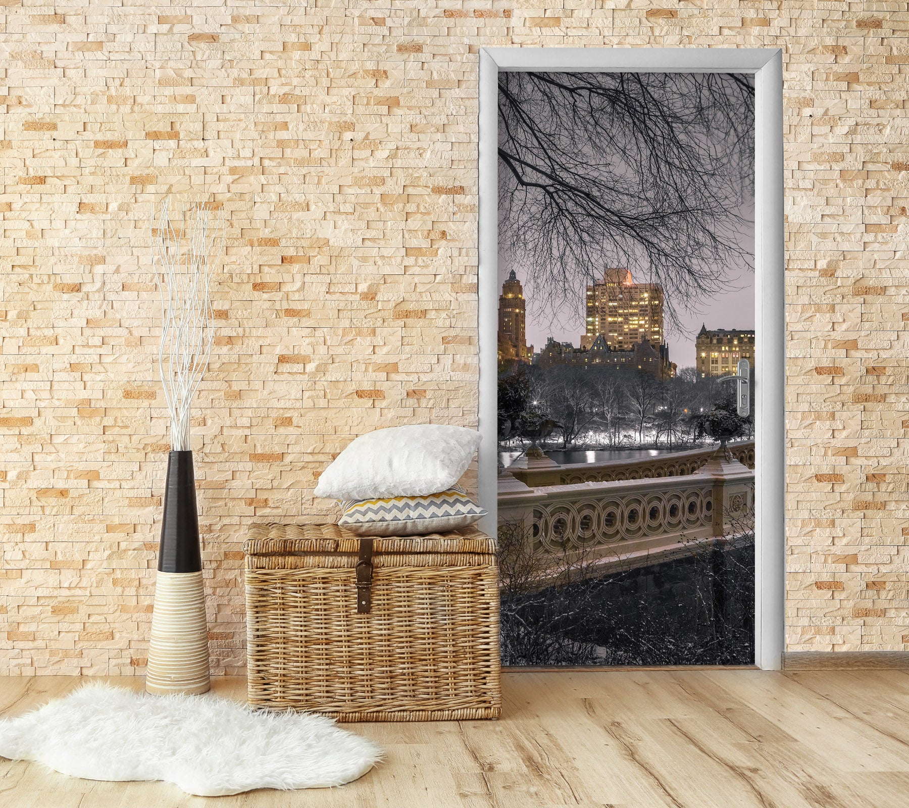 3D Riverside Building Night 106131 Assaf Frank Door Mural