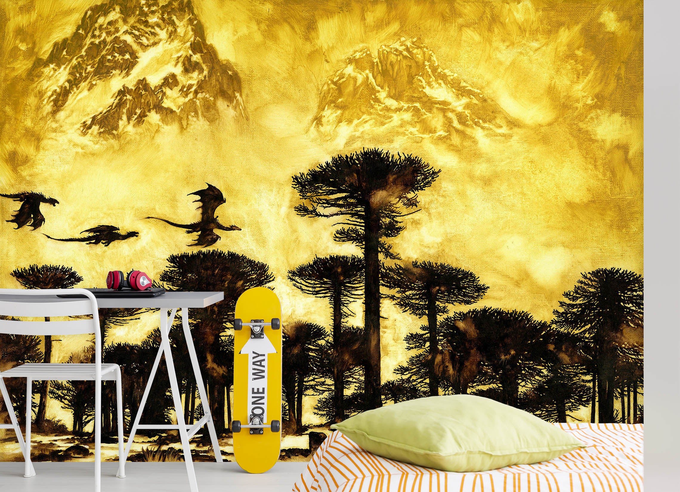 3D Forest Dragon Shadow 7059 Ciruelo Wall Mural Wall Murals