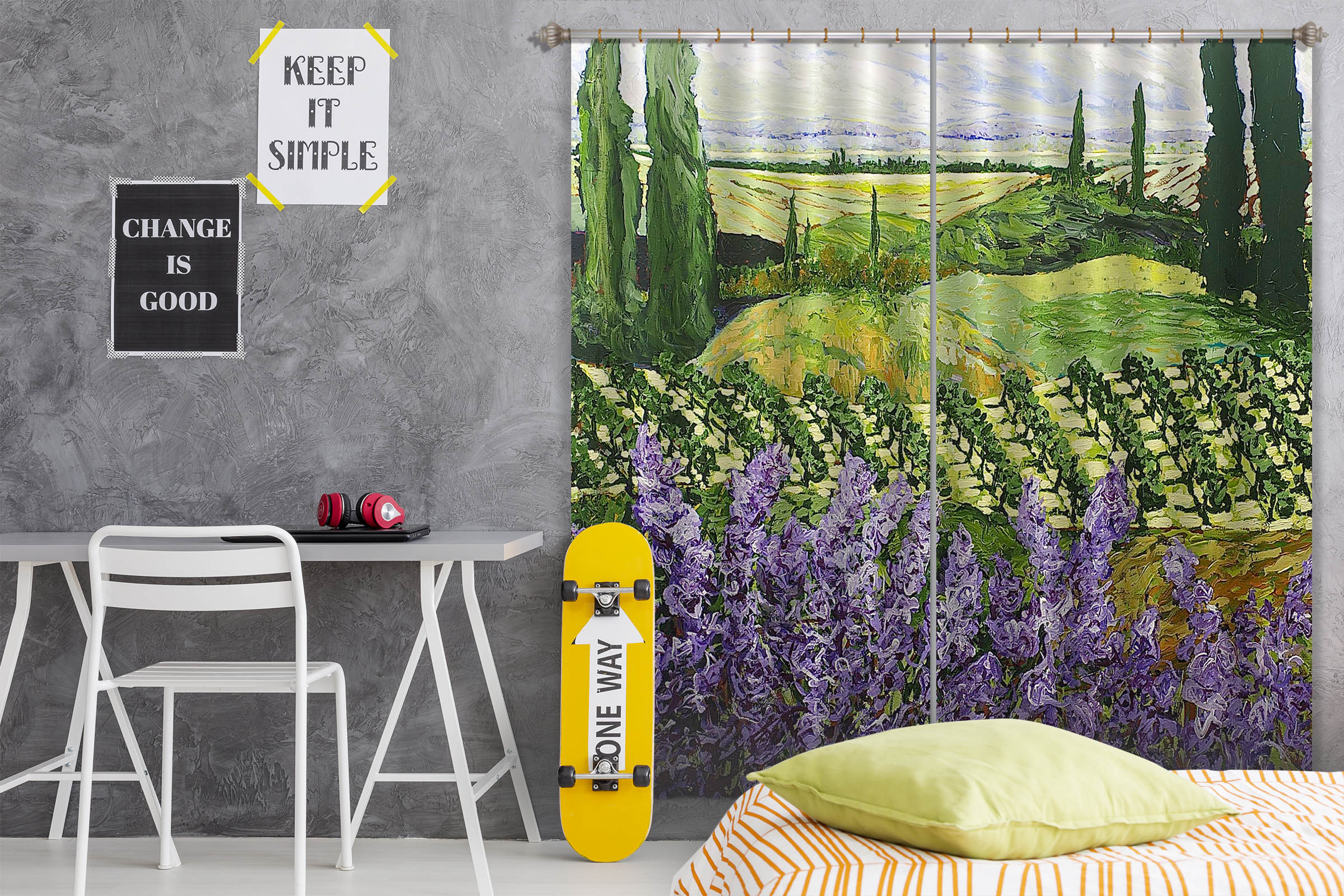 3D Purple Flowers 121 Allan P. Friedlander Curtain Curtains Drapes