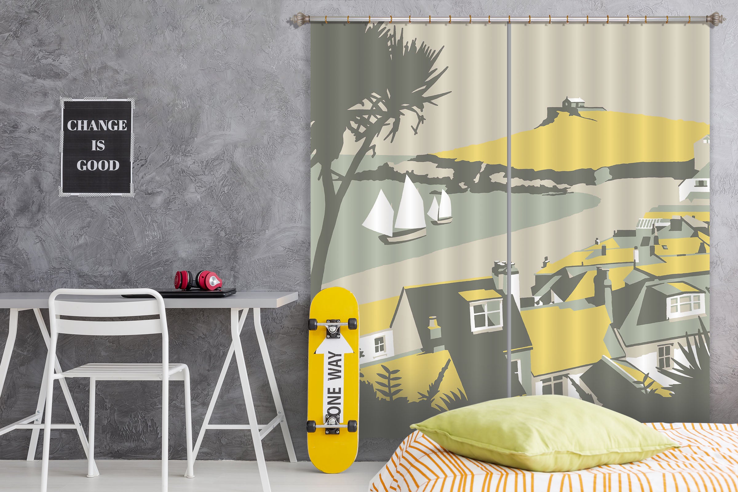 3D Yellow Umbrella 158 Steve Read Curtain Curtains Drapes