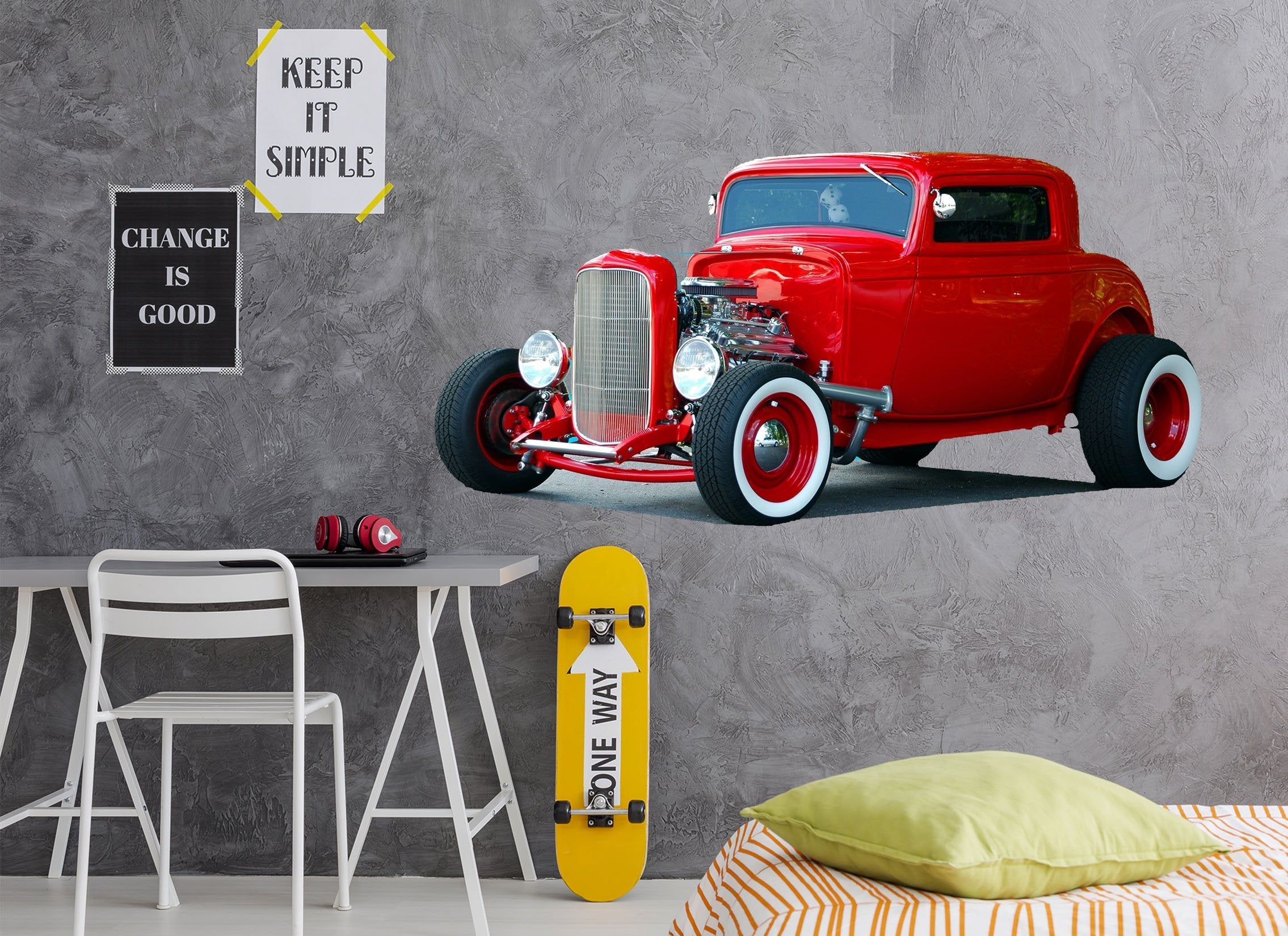 3D Red Classic Car 0020 Vehicles Wallpaper AJ Wallpaper