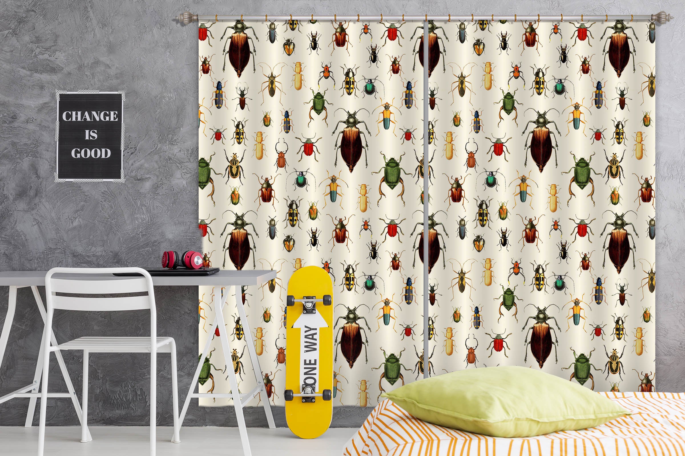 3D Black Bug 149 Uta Naumann Curtain Curtains Drapes