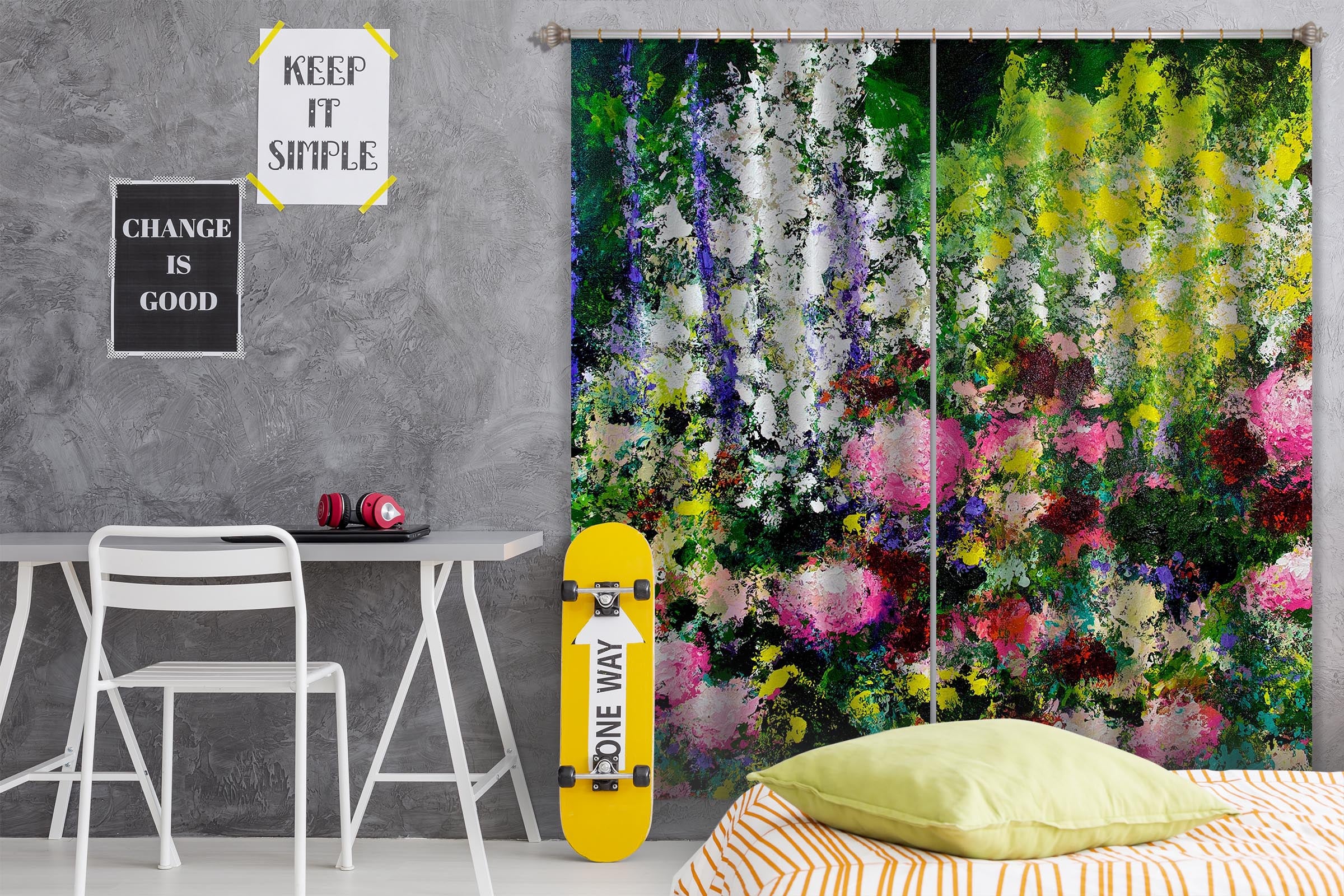 3D Summer Flowers 194 Allan P. Friedlander Curtain Curtains Drapes