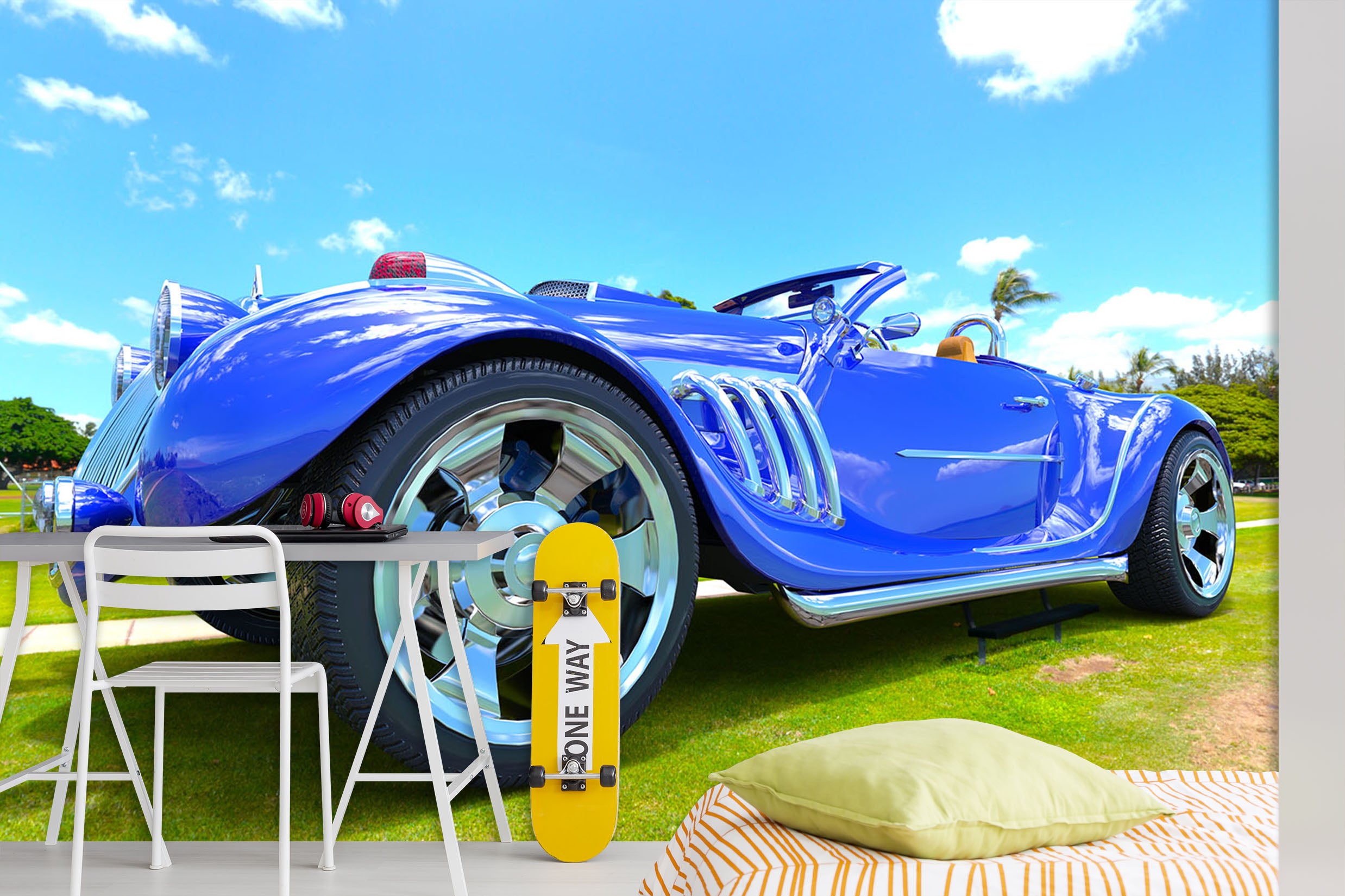3D Convertible Park 341 Vehicle Wall Murals