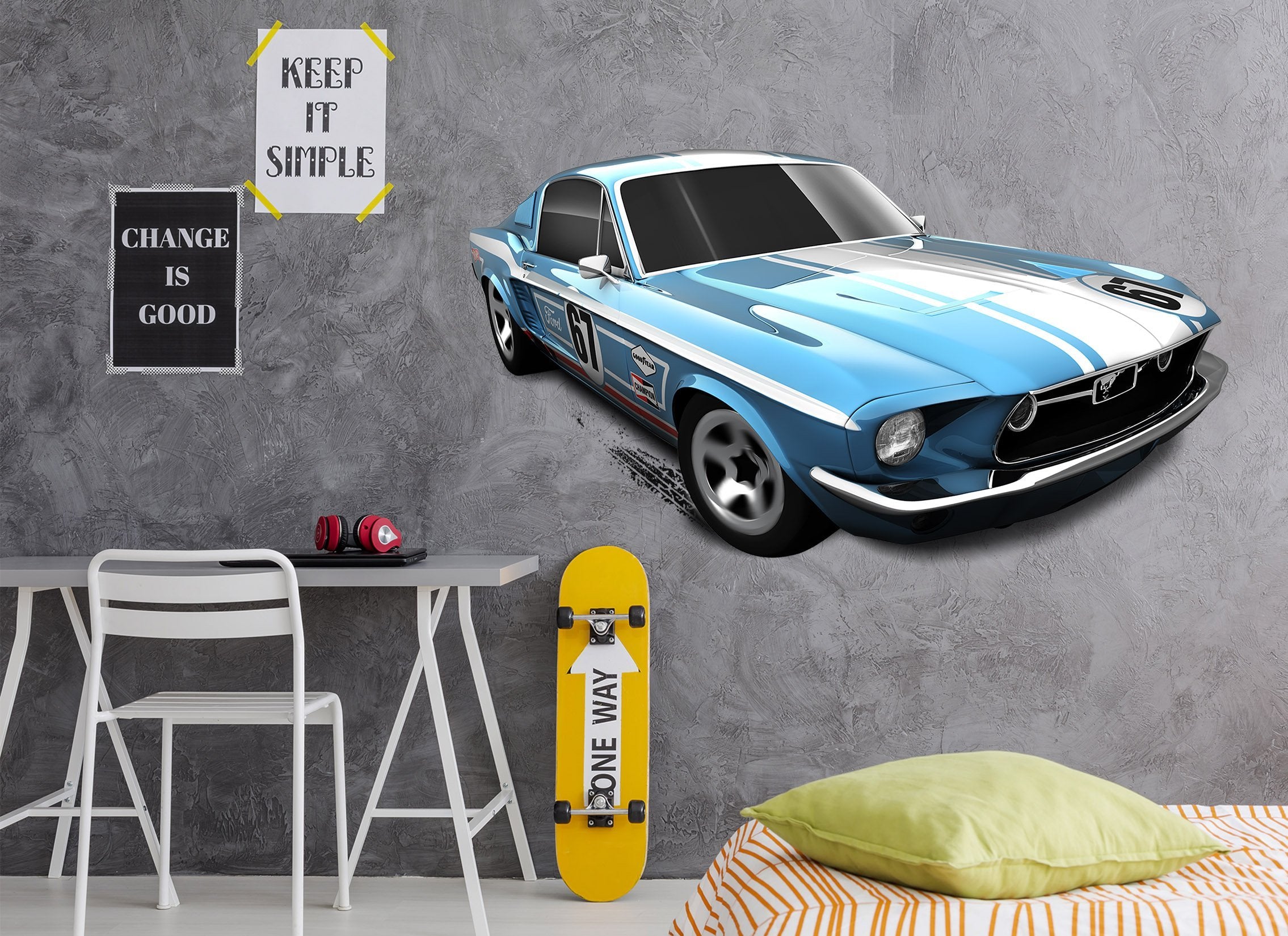 3D Wild Horse Silver black 0315 Vehicles Wallpaper AJ Wallpaper