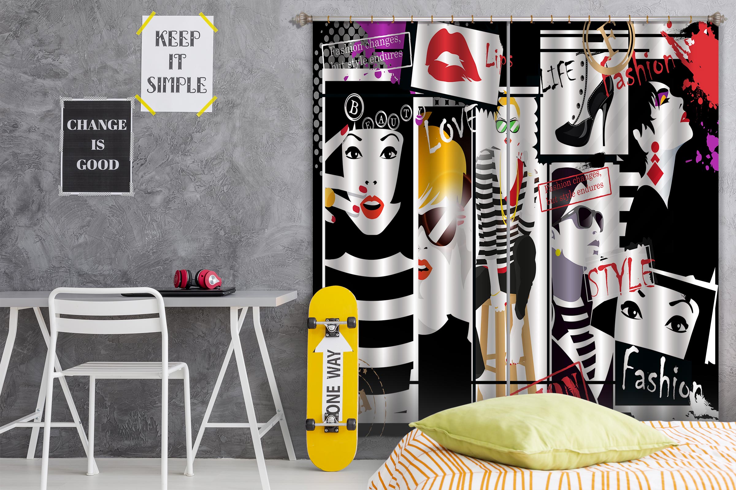 3D High Heel Woman 045 Curtains Drapes