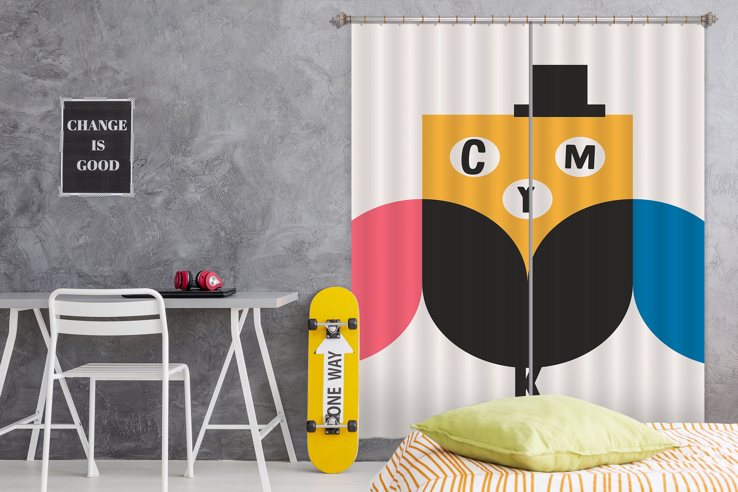 3D Color Owl 1027 Boris Draschoff Curtain Curtains Drapes