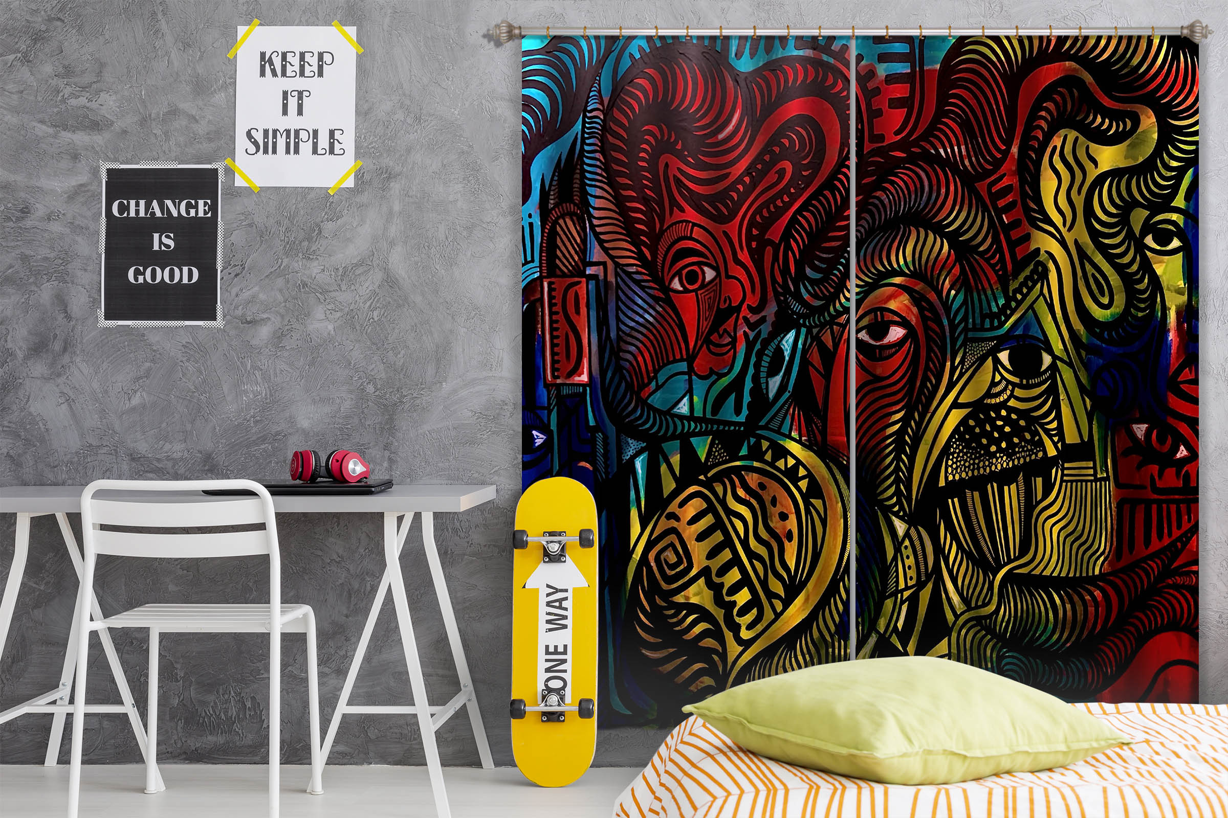 3D Abstract Painting 377 Jacqueline Reynoso Curtain Curtains Drapes