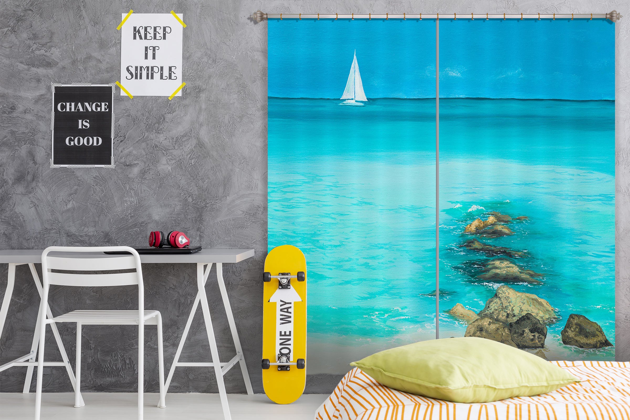 3D Blue Sea 1706 Marina Zotova Curtain Curtains Drapes