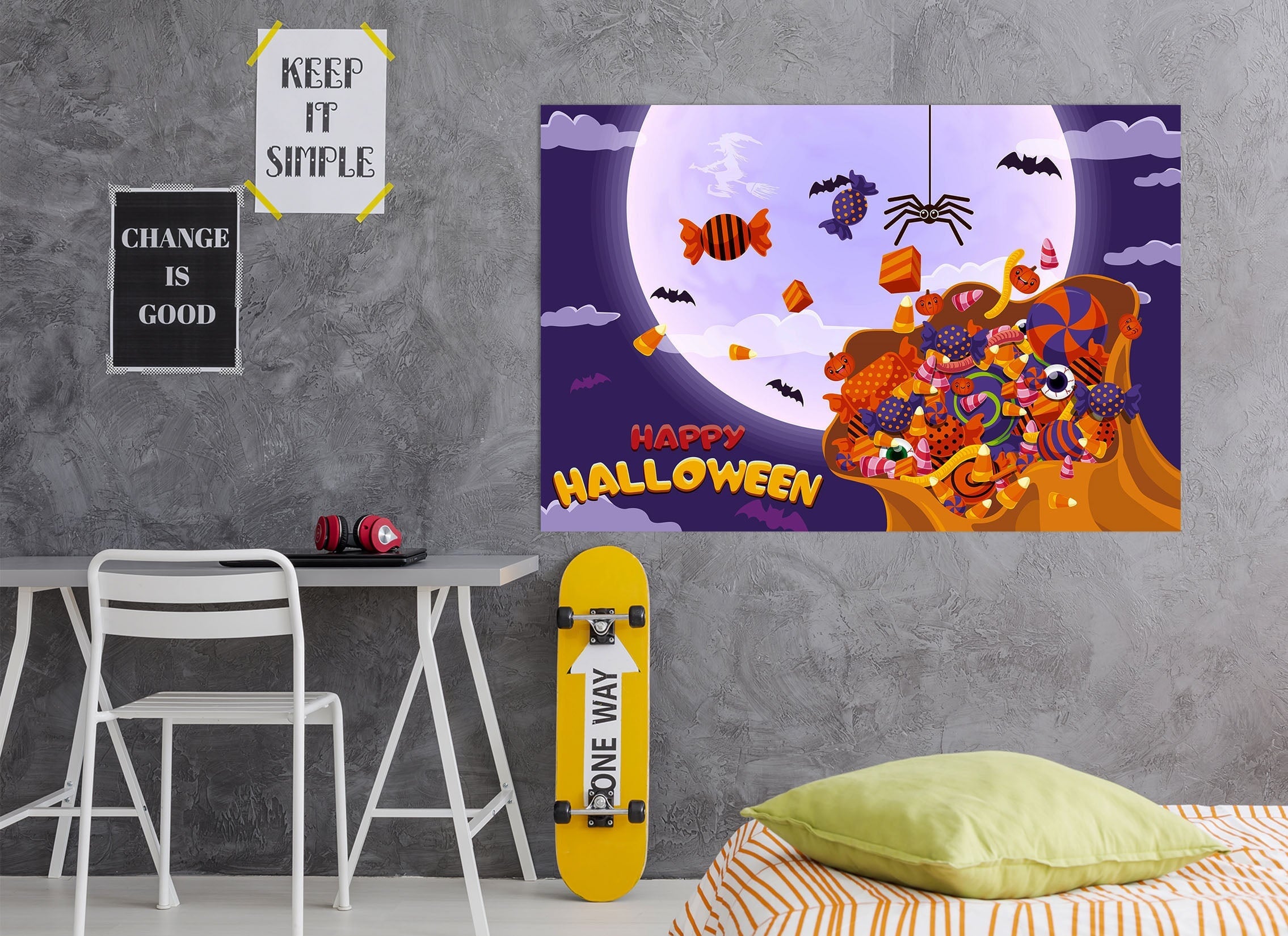 3D Moon Candy Spider 010 Halloween Wall Stickers Wallpaper AJ Wallpaper 2