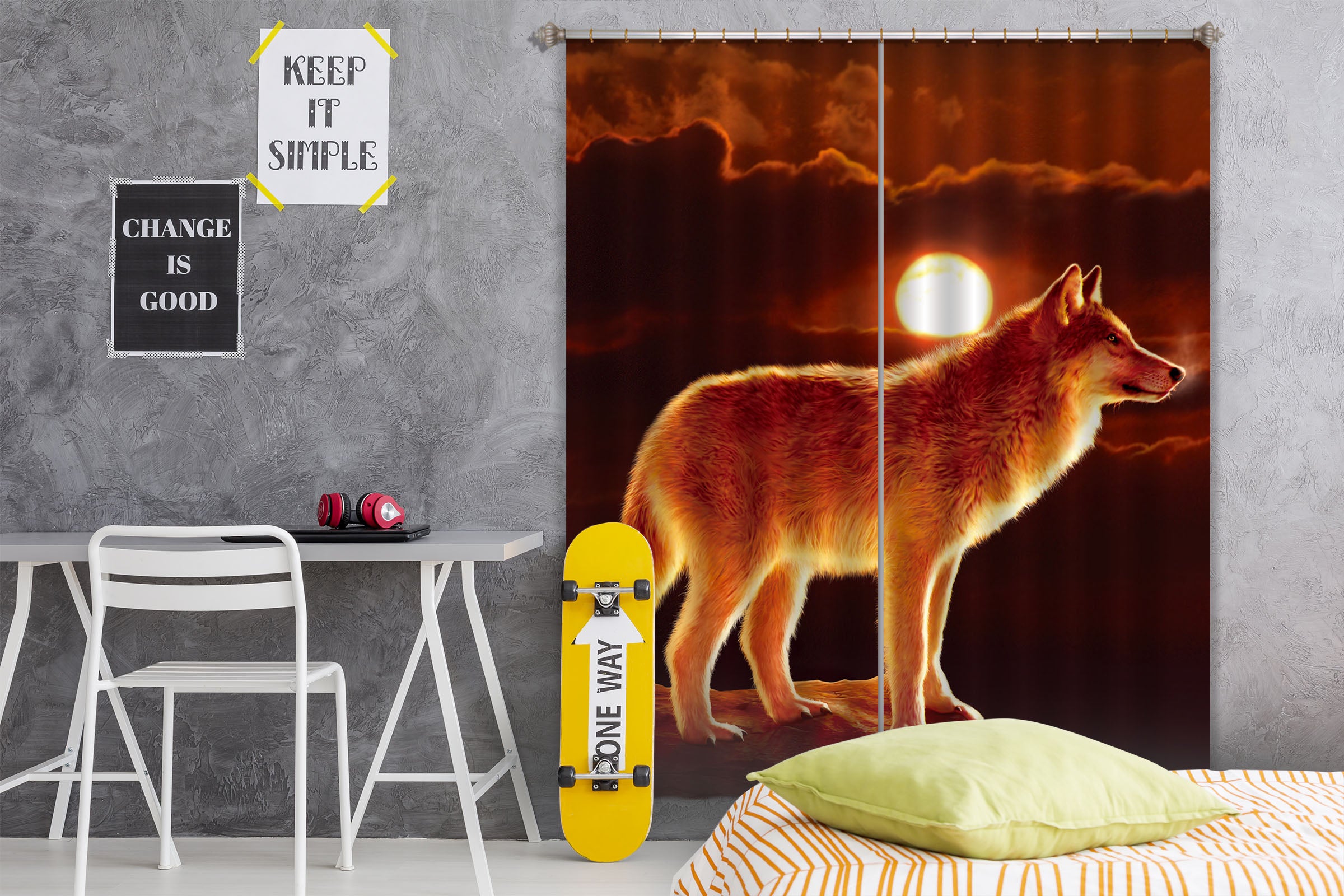 3D Sunset Wolf 076 Vincent Hie Curtain Curtains Drapes