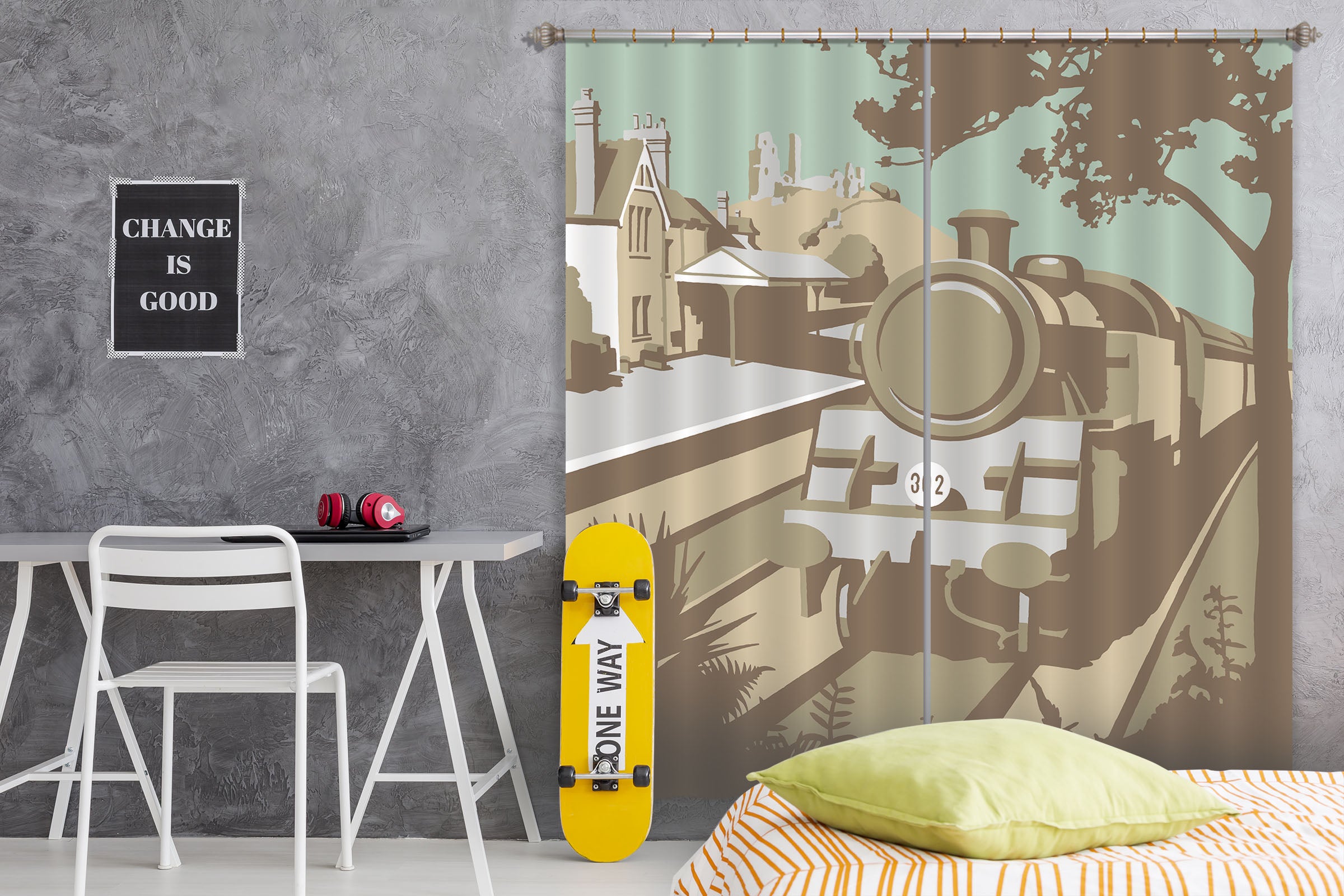 3D Swanage Railway 162 Steve Read Curtain Curtains Drapes