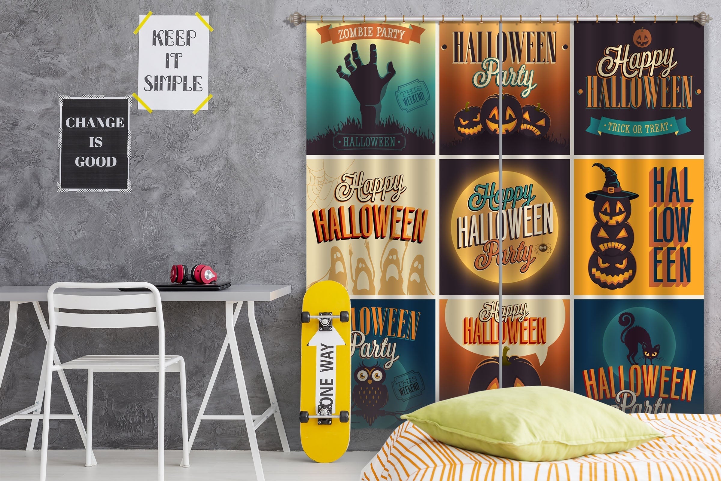 3D Pumpkin Festival Poster 038 Halloween Curtains Drapes Curtains AJ Creativity Home