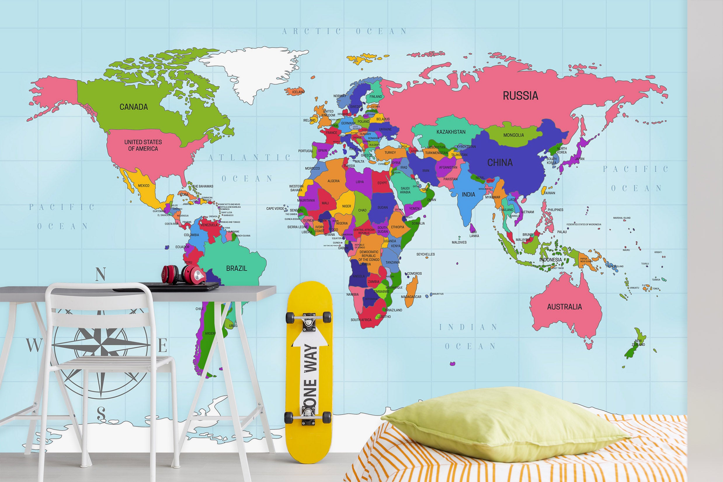 3D Color Art 2167 World Map Wall Murals