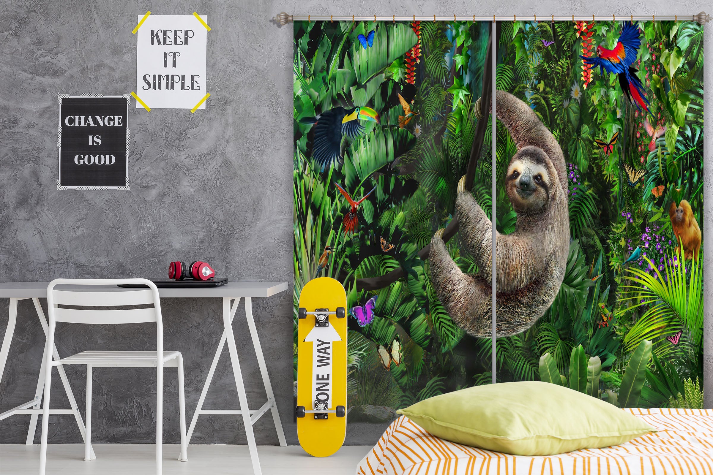 3D Forest Sloth 067 Adrian Chesterman Curtain Curtains Drapes