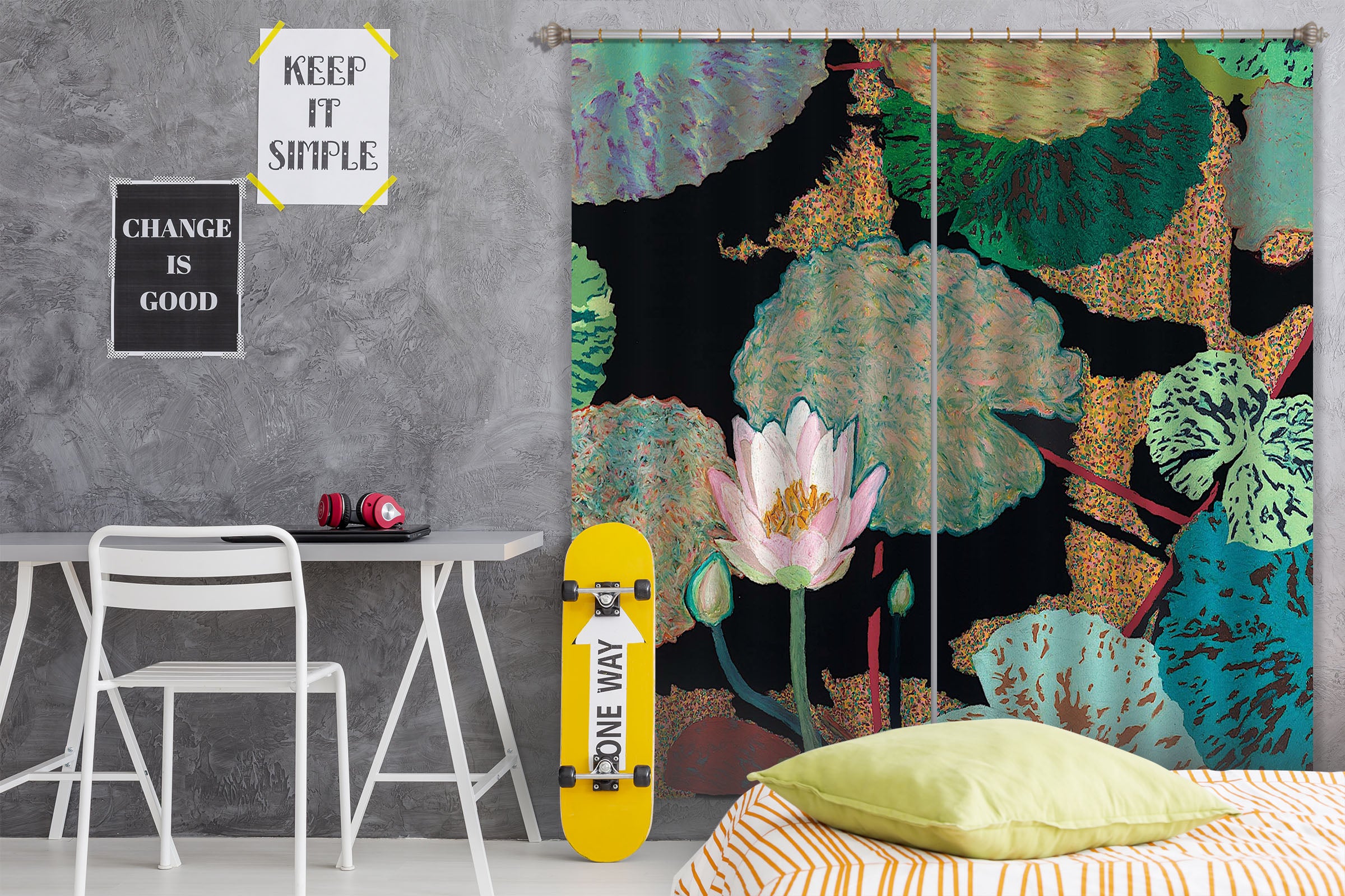 3D Lotus Pond 286 Allan P. Friedlander Curtain Curtains Drapes