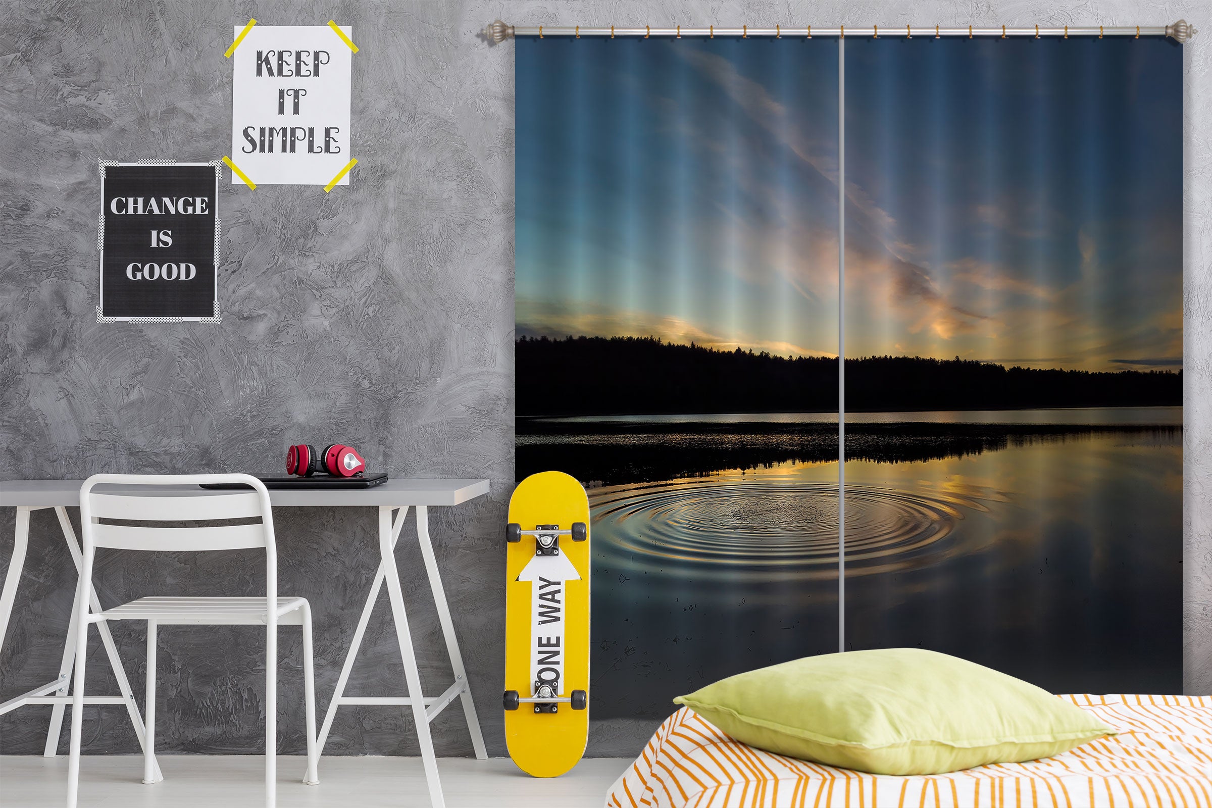 3D Night Lake 019 Jerry LoFaro Curtain Curtains Drapes