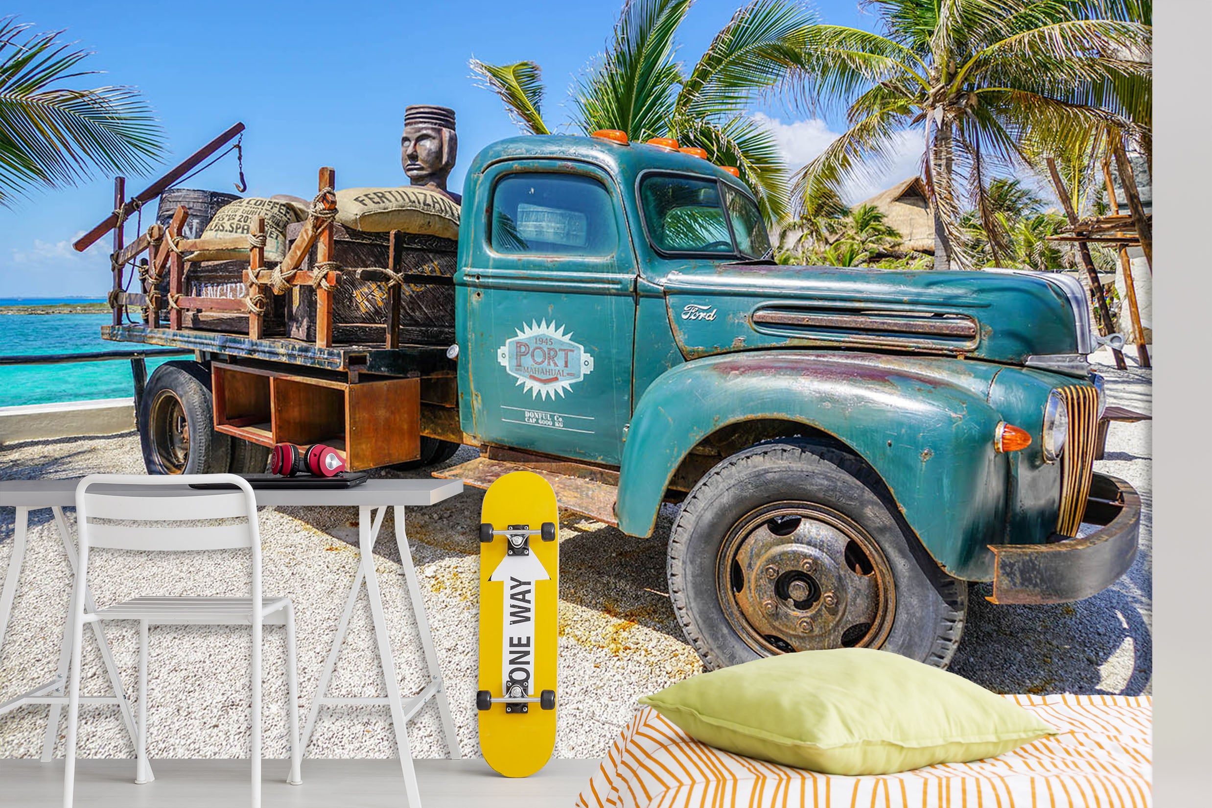 3D Blue Big Truck 294 Vehicle Wall Murals