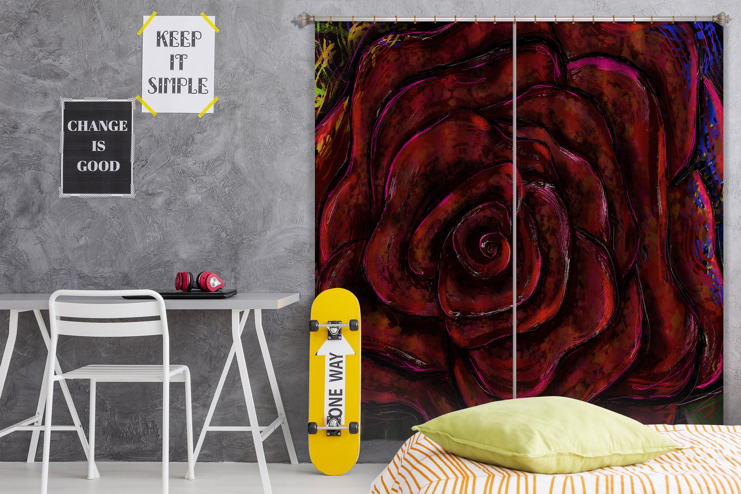 3D Red Rose 380 Jacqueline Reynoso Curtain Curtains Drapes