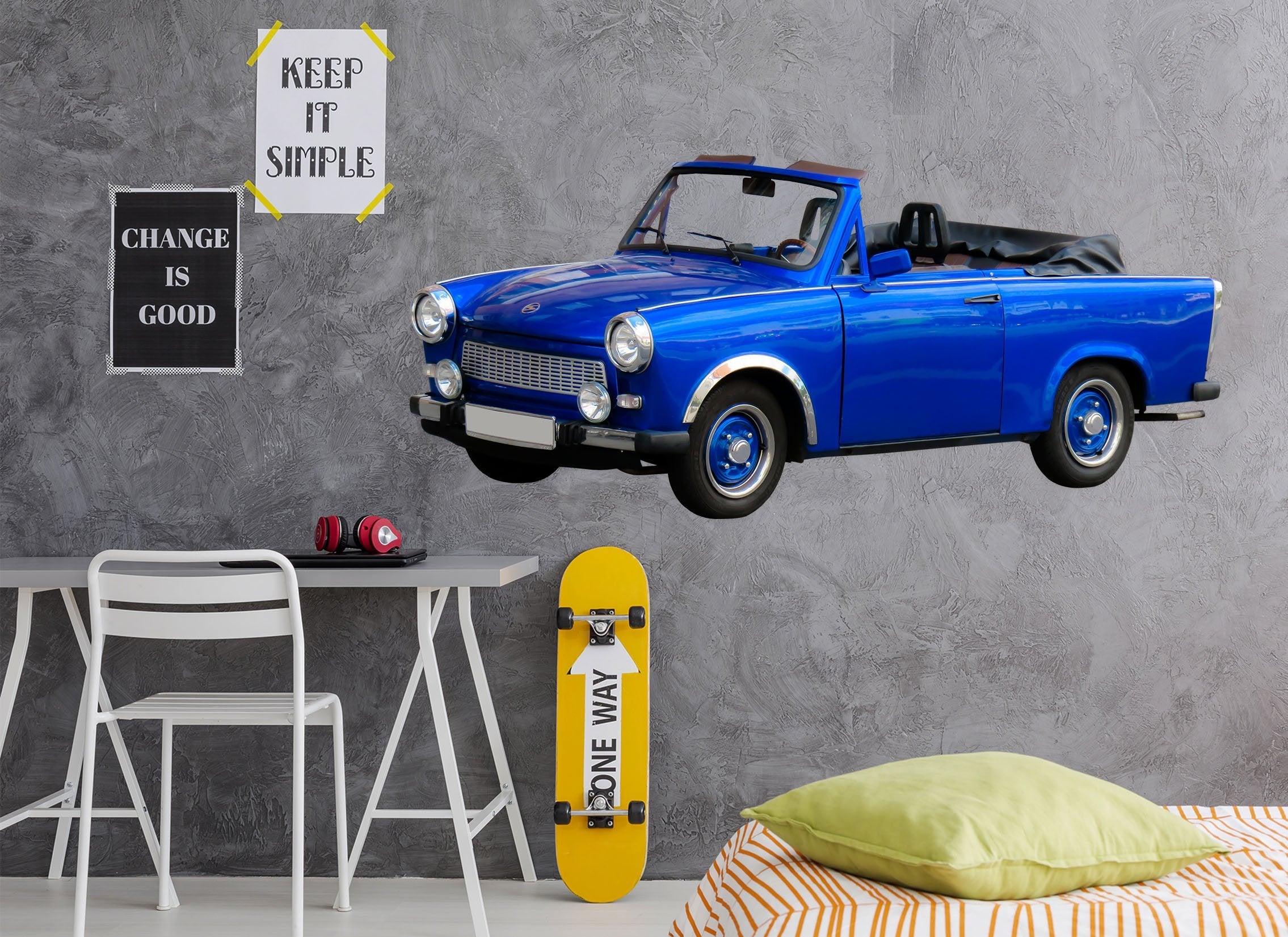 3D Traffic BLUE 0236 Vehicles Wallpaper AJ Wallpaper