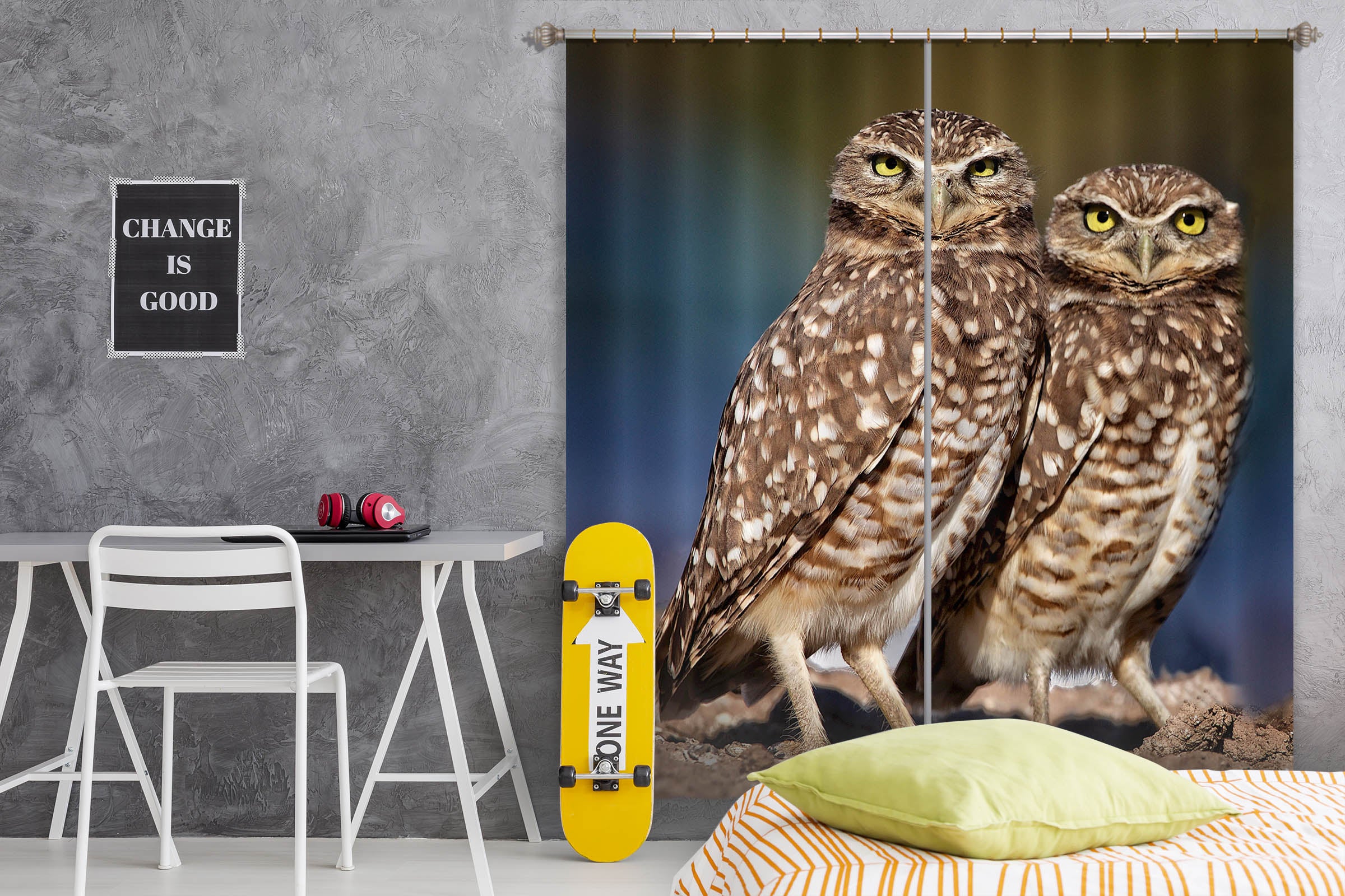 3D Burrowing Owl Buddies 046 Kathy Barefield Curtain Curtains Drapes