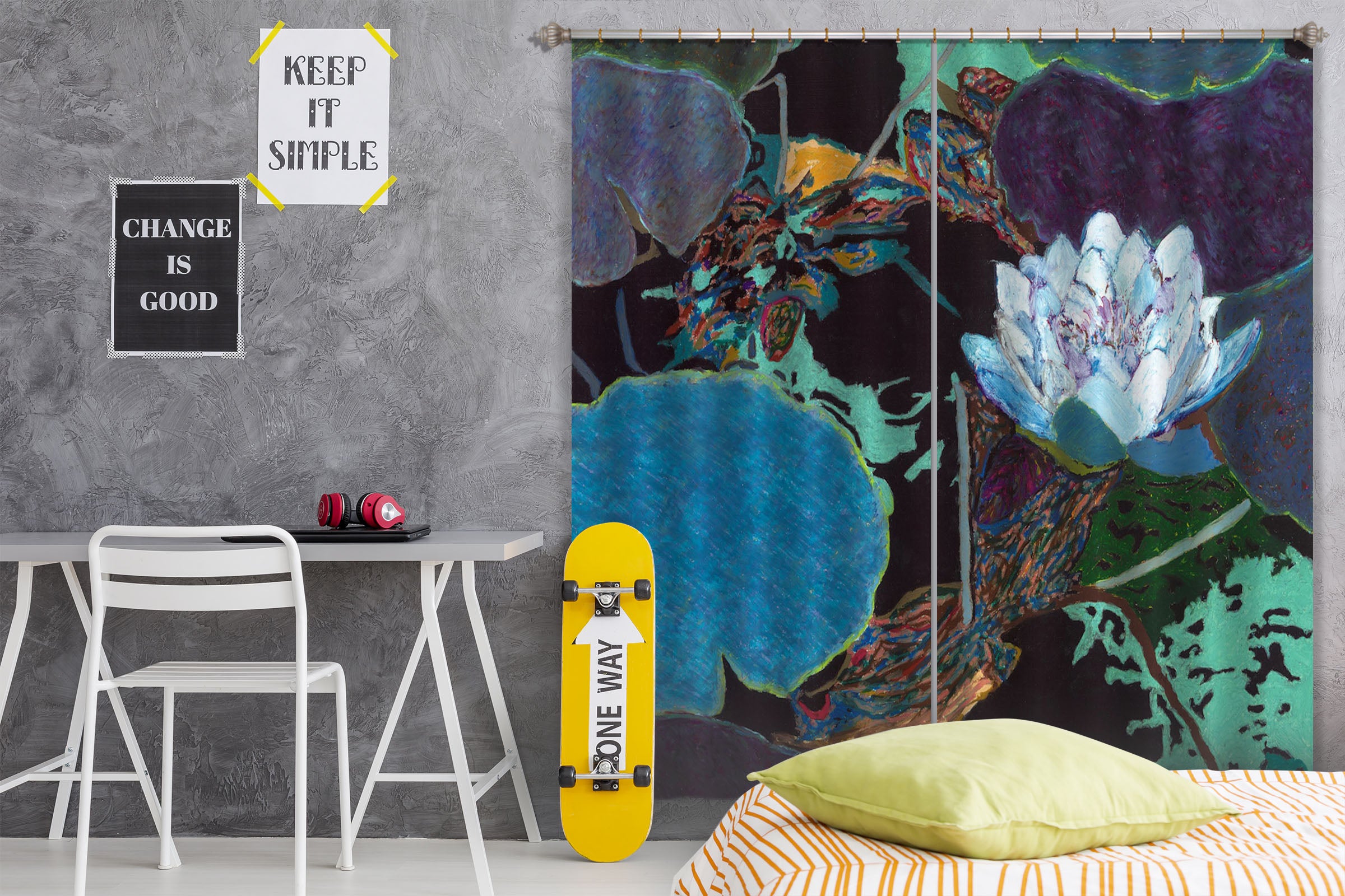 3D Water Lily 223 Allan P. Friedlander Curtain Curtains Drapes