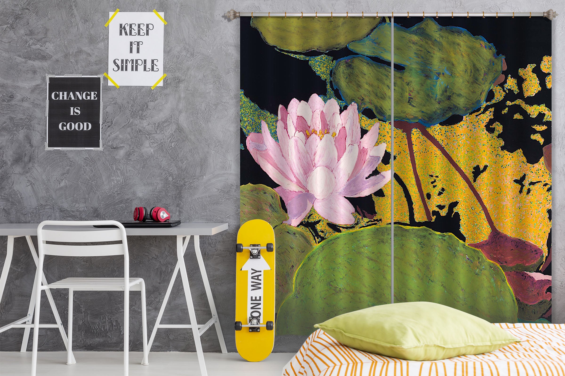 3D Pink Lotus 284 Allan P. Friedlander Curtain Curtains Drapes